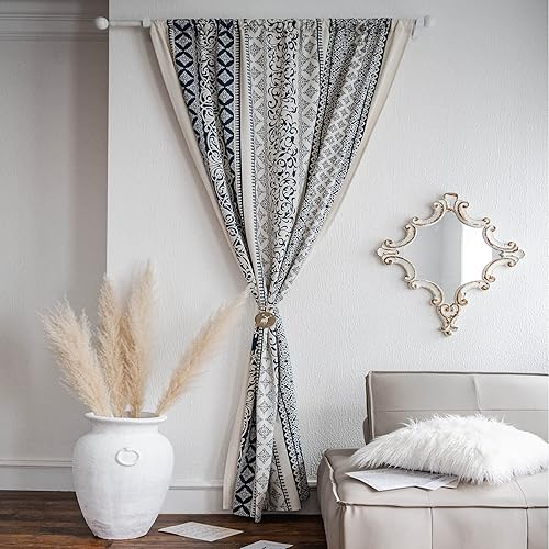 Miniatura 6 de VOGOL Cortinas bohemias con estampado geométrico, 59 x 63 pulgadas, filtrado de luz, lino y algodón, cortinas decorativas para ventana para sala de