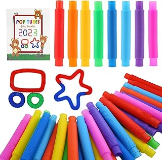 UrChoice 60 Pack Pop Tubes Sensory Toys, Fine Motor Skills & Learning for Toddlers, Fidget Toys and Activities Toys for Kids