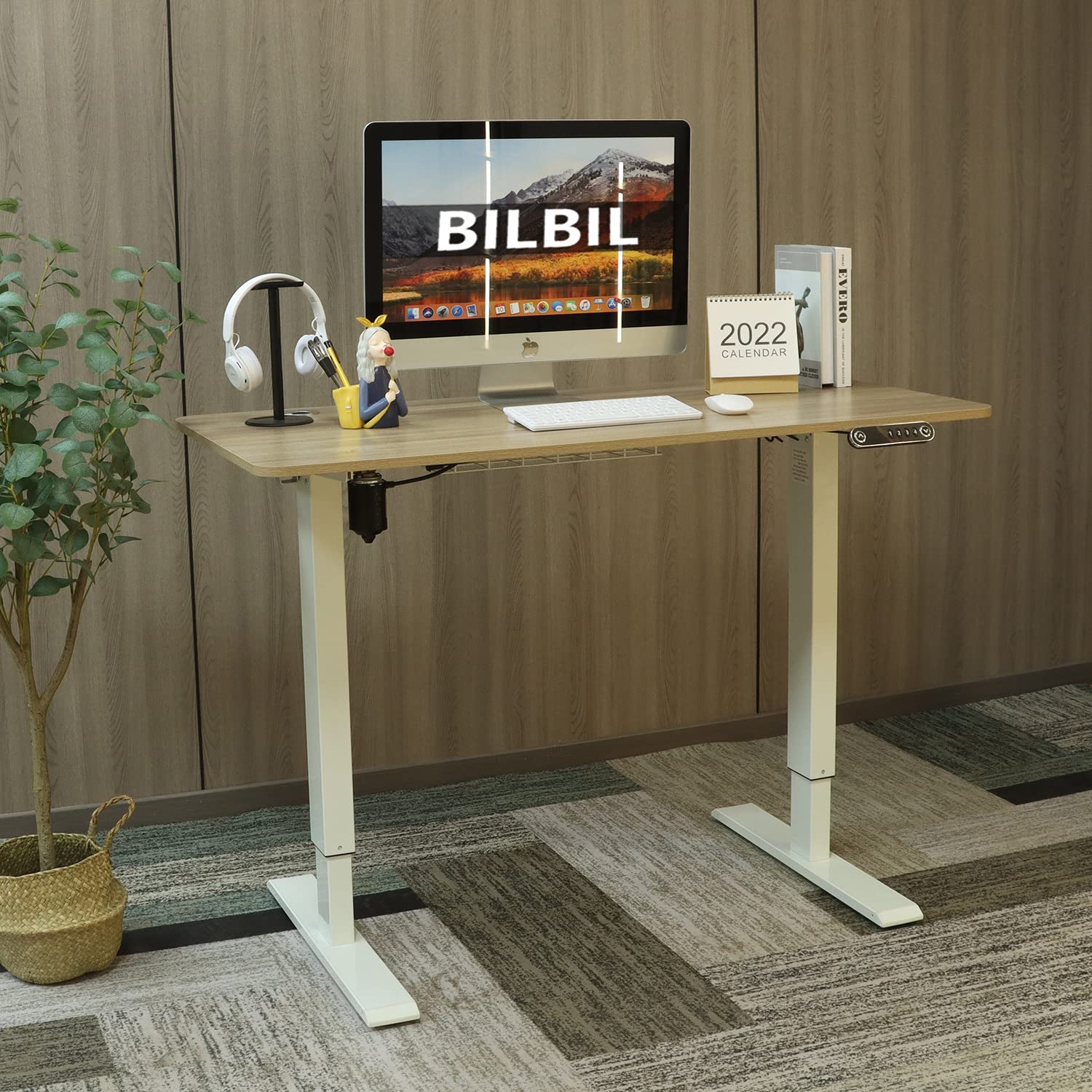 色: ブラウン】BilBil デスク パソコンラック つくえ 電動昇降式 机  