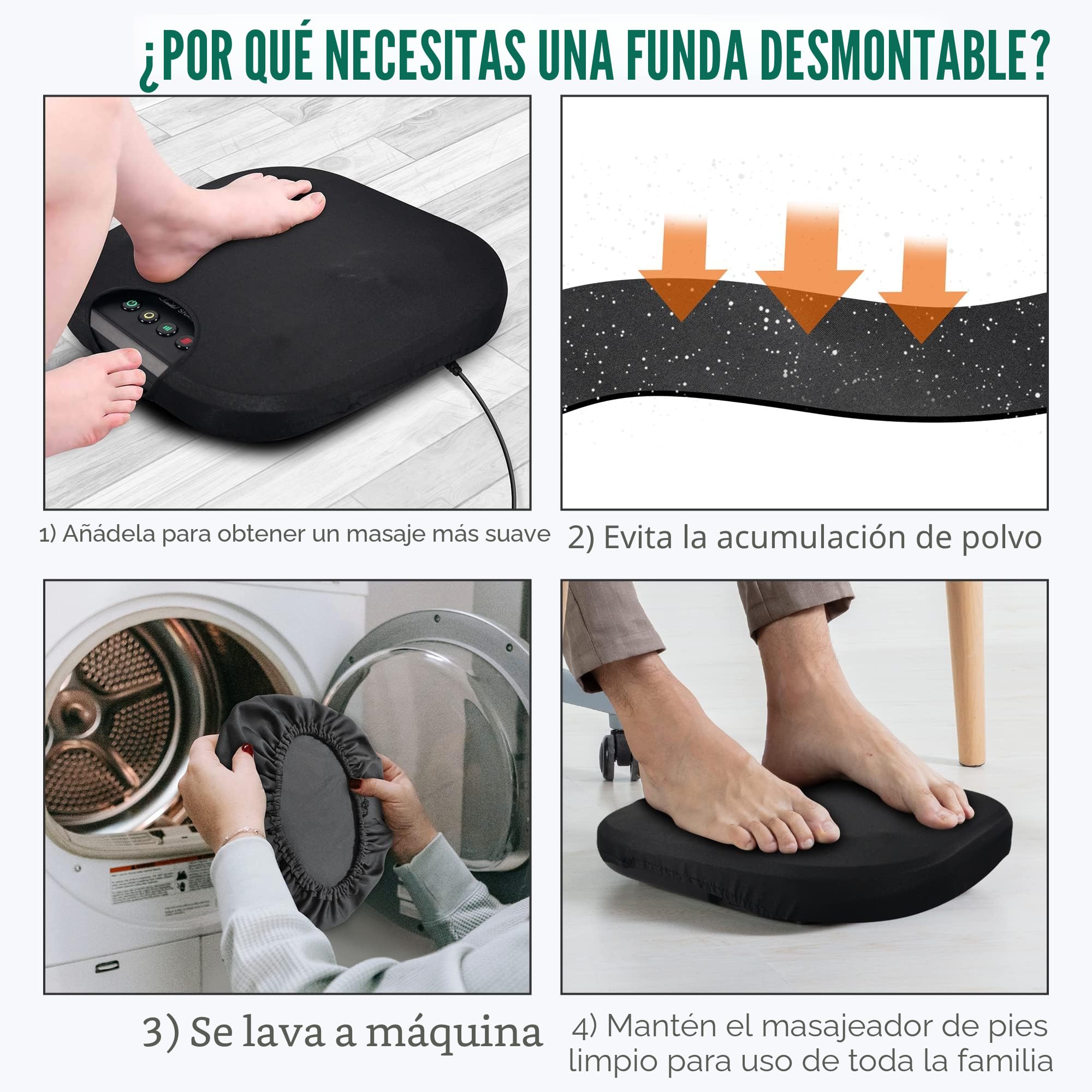 Snailax masajeador de pies Shiatsu con Calor, Nudos de Masaje Flexibles para Todos los tamaños de pies, analgésico eléctrico