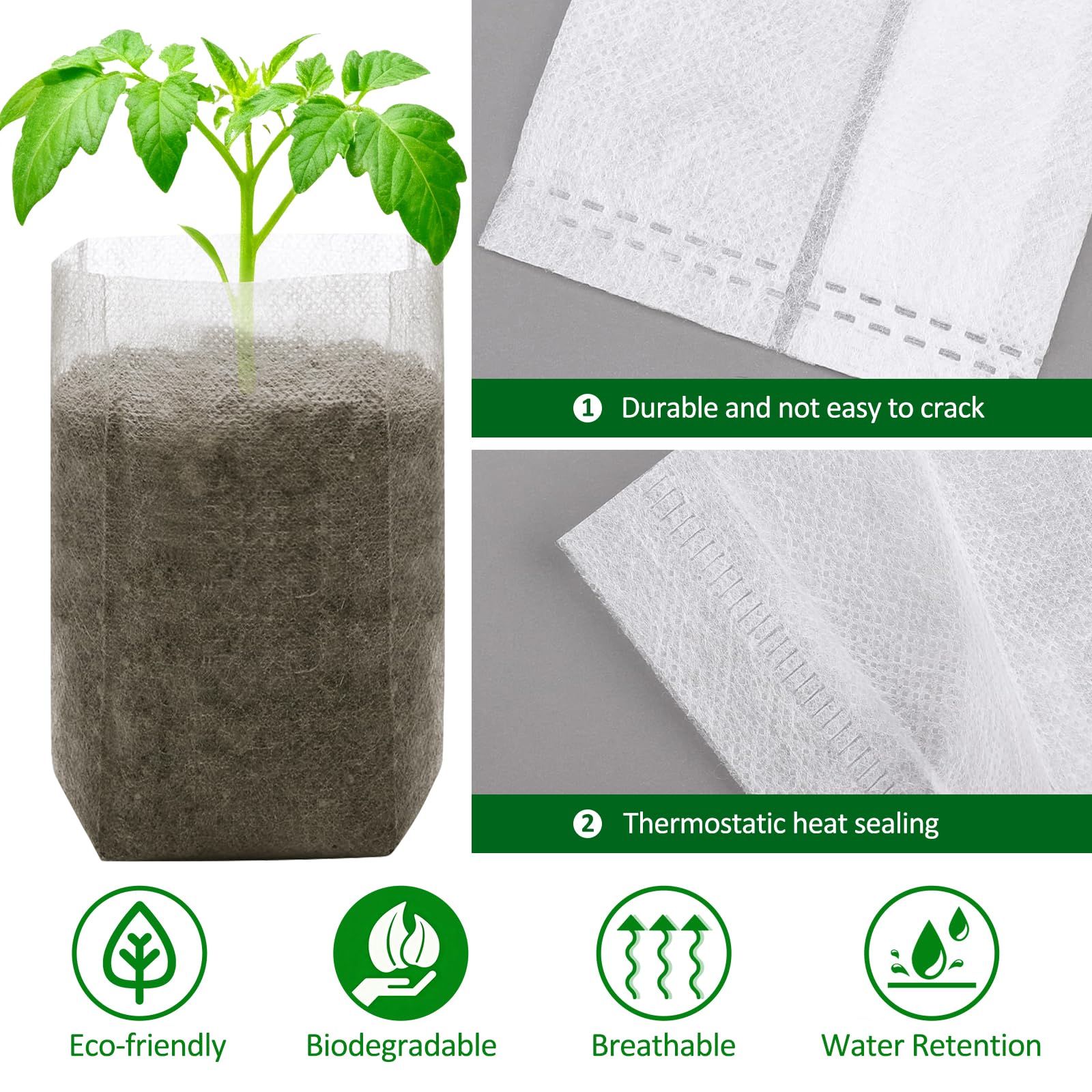 VOUNOT® Set di 3 Sacchi per Piante in Tessuto Non Tessuto 200L, Vasi di Coltivazione per Aiuole
