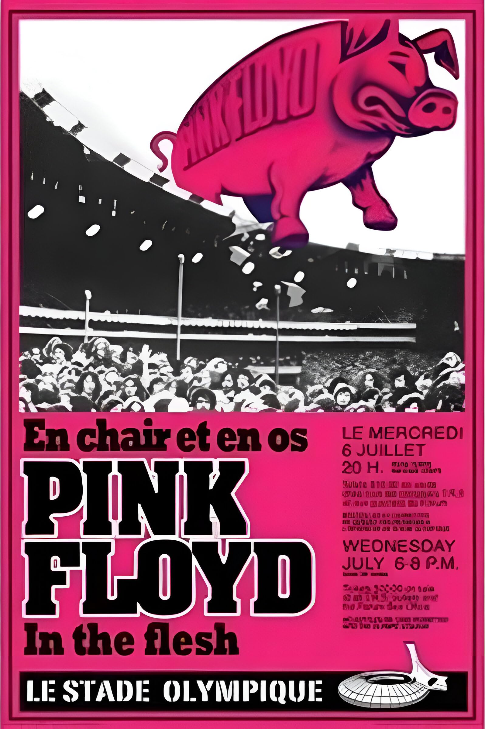 Pink Floyd - in The Flesh (Flying Pink Pig) Olimpiyat Stadyumu 36x24 Müzik Sanatsal Baskı Posteri