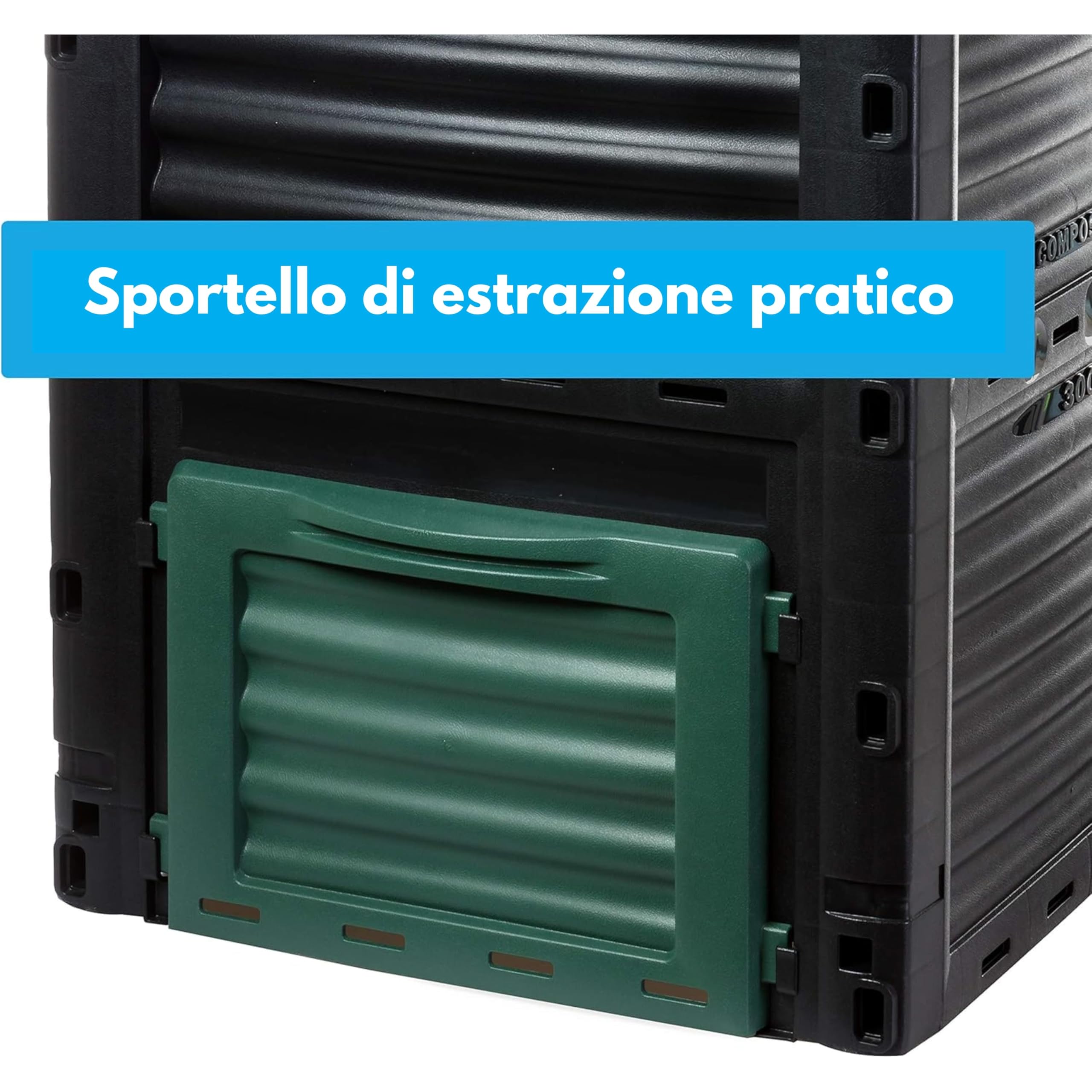 2friends Composter Compostiera Rapida in Plastica Robusta, con Coperchio a Cerniera, 300 Litri (A 83 x L 61 x P 61 cm), Compostiera Termica per Compost di Rifiuti di Giardino e Cucina, 100% Plastica R