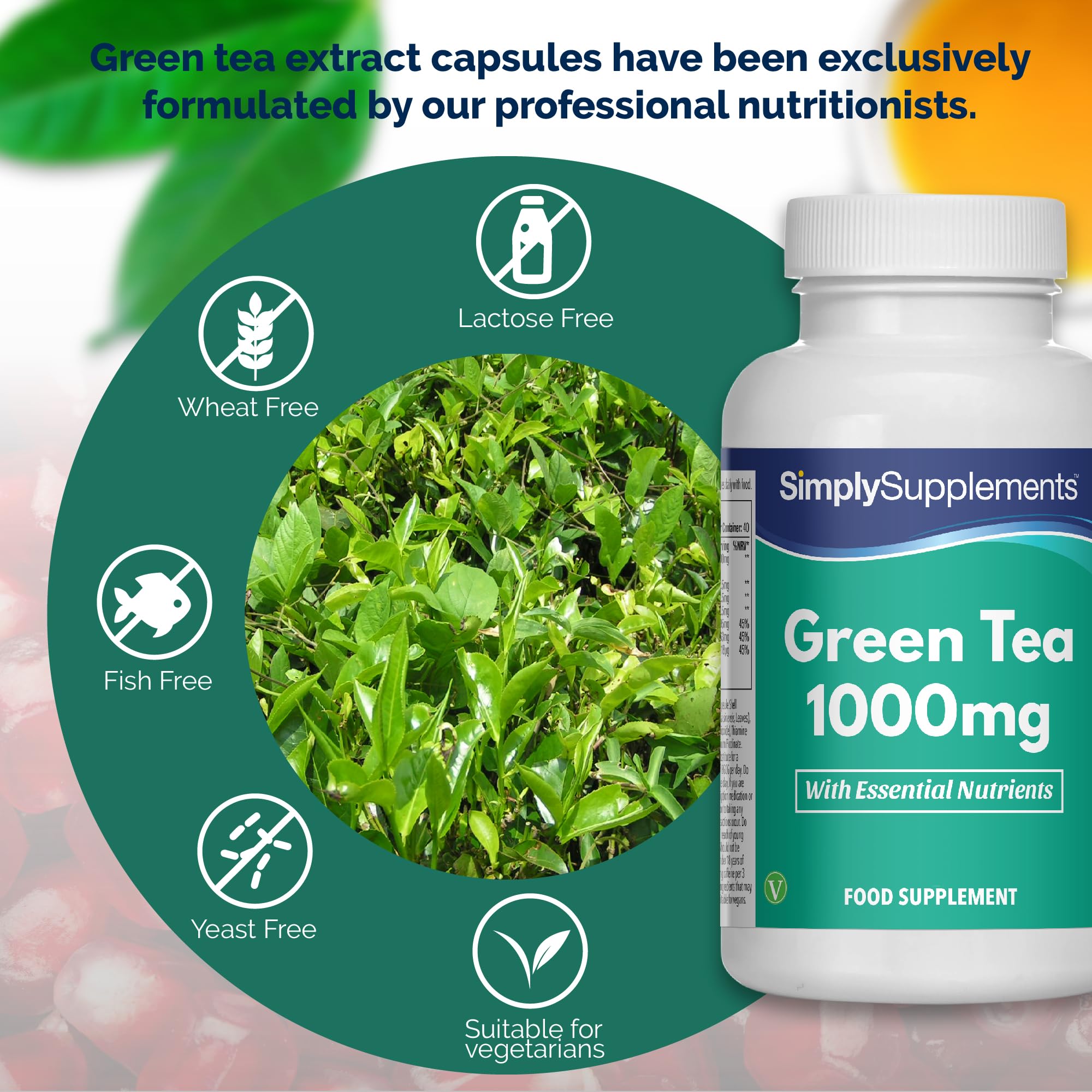 Estratto Di Tè Verde 3.000mg | Con Aggiunta Di Tiamina, Riboflavina E Cromo | Sostiene L'energia, Il Metabolismo E La Difesa Antiossidante | Adatto Ai Vegani | 120 Capsule = 40 Giorni Di Fornitura