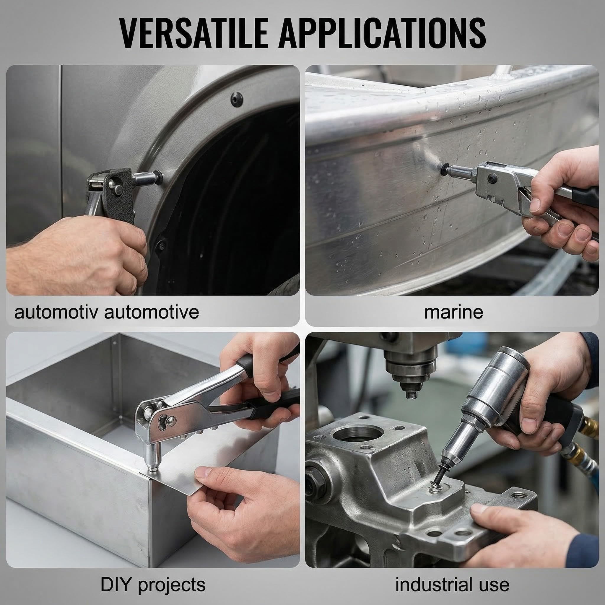60 Rivetti in Alluminio Nero M4.8x16mm, Rivetti Pop per Targa, Metallo, Legno e Plastica, con Rivettatrice Manuale, per Bricolage e Riparazioni Professionali