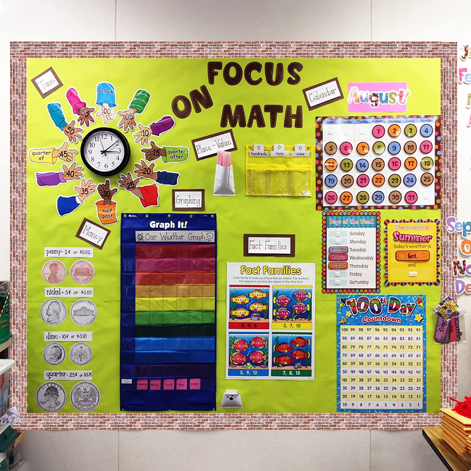 Red Color Brick Straight Bulletin Board Borders Trim For