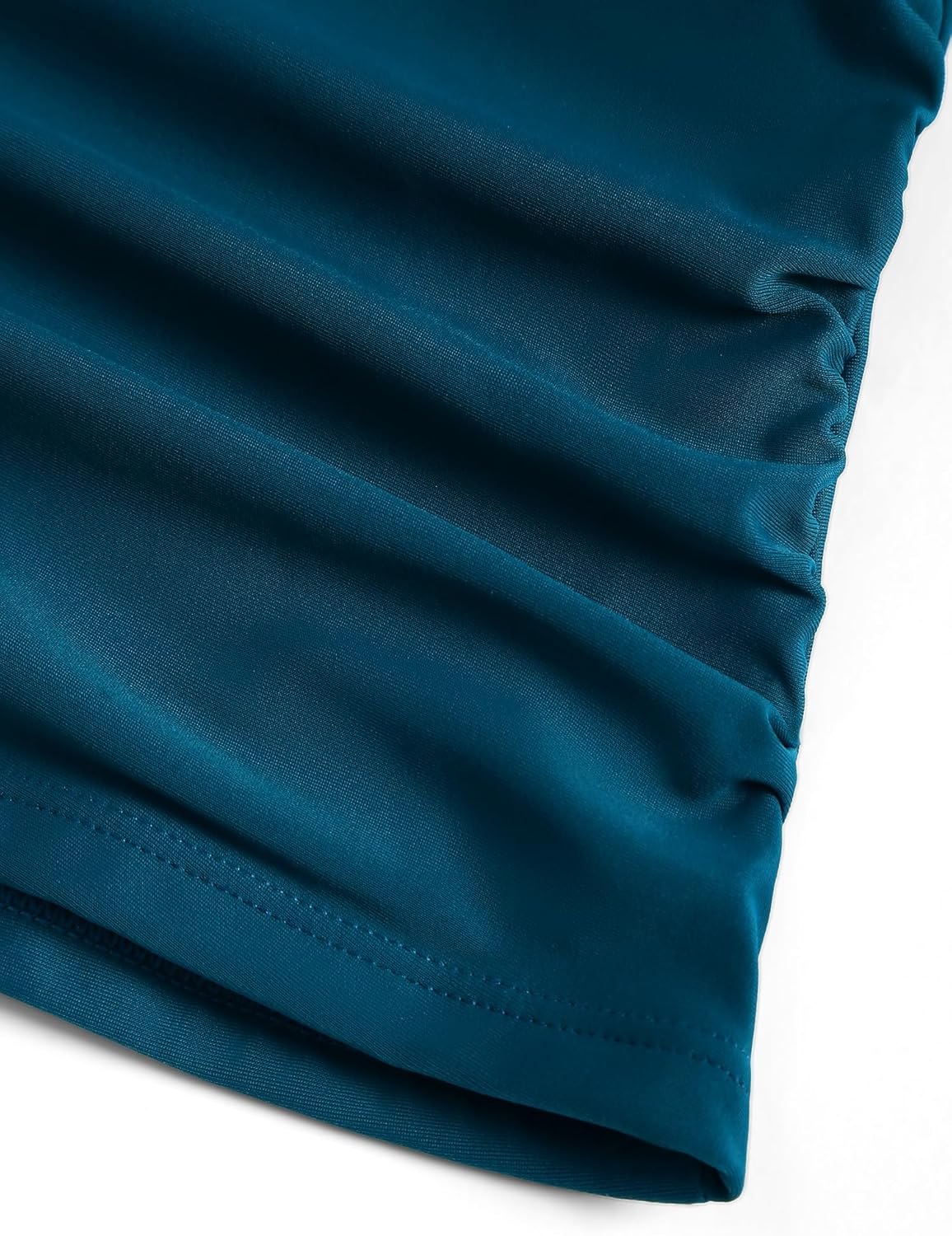 ZAFUL Womens Tankini Swimsuits Tummy Control Scalloped V Neck Tankini Bathing Suits with Skirt Bottom Ladies Swimwear Teal Blue - Image 7