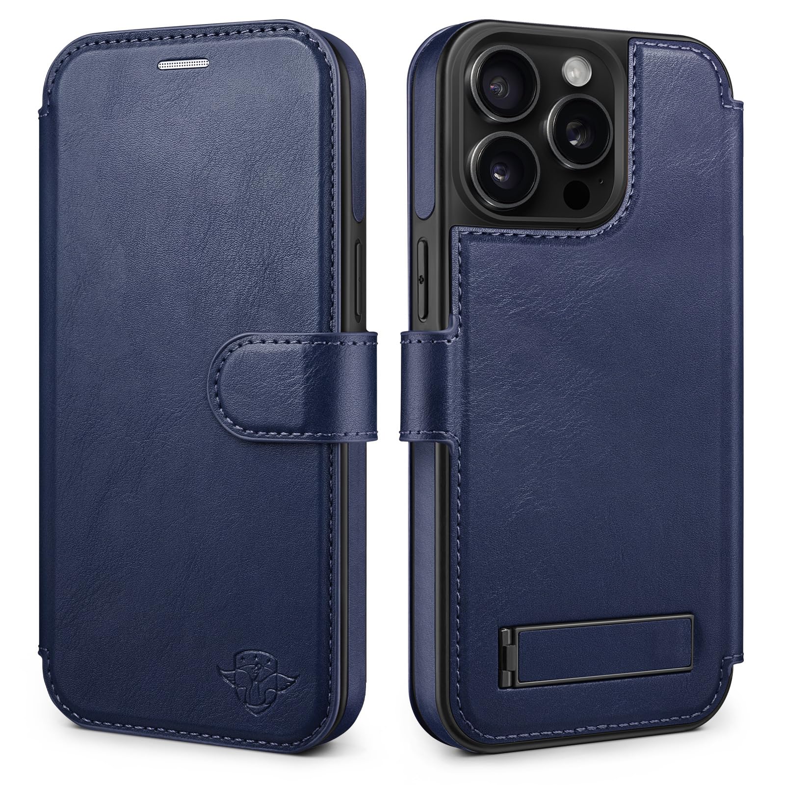 Custodia a portafoglio per iPhone 13 Pro Max 17 cm [cavalletto invisibile integrato] [ricarica wireless] [3 slot per schede e blocco RFID] [pelle PU] custodia protettiva per donne uomini per