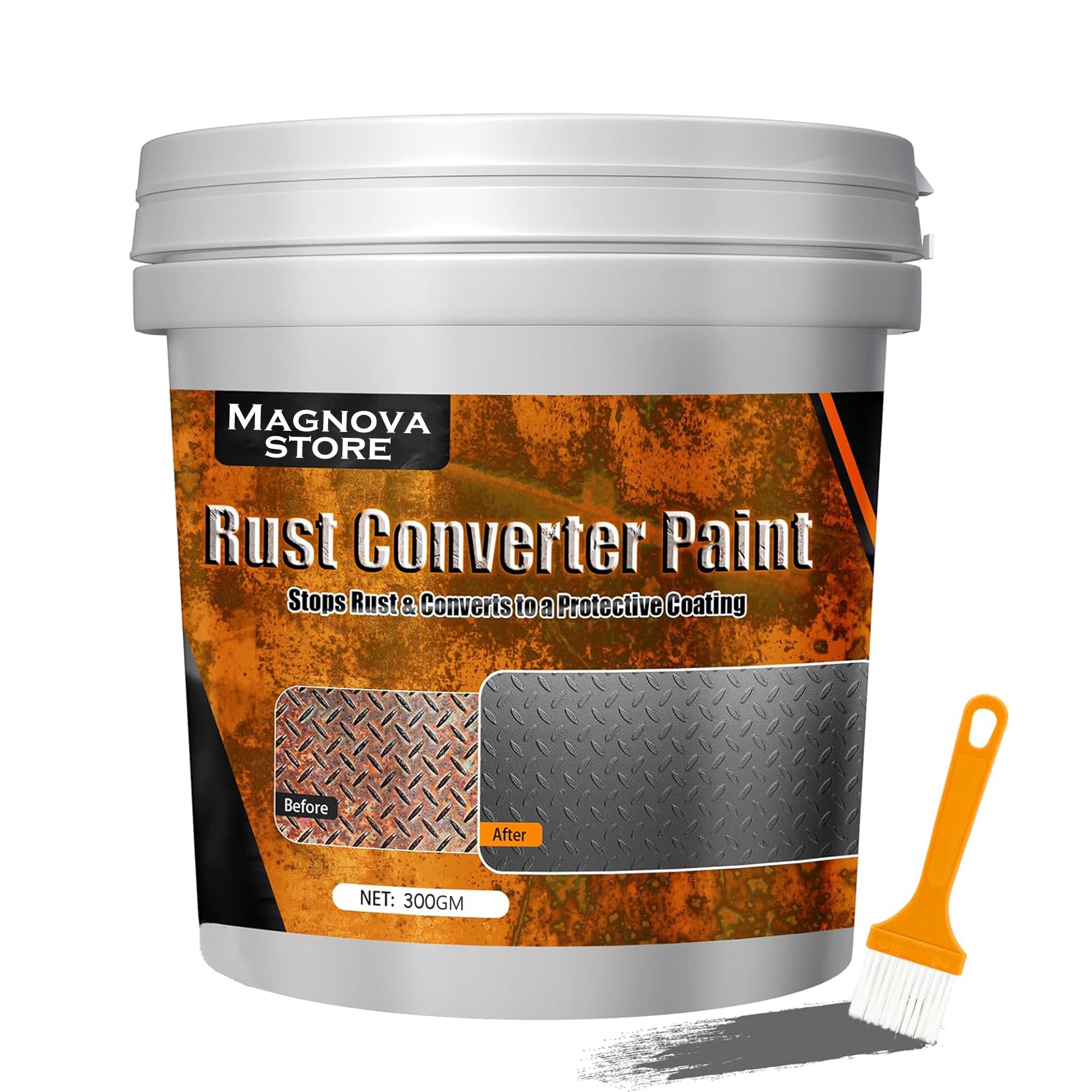Magnova 300gm Rust Converter Paint & Metal Primer, Water-Based Metallic Paint with Brush, Rust Remover Agent, Corrosion Protection, Long-Lasting Anti-Rust Coating for Interior and Outdoor Use (300 GM)-picture-12