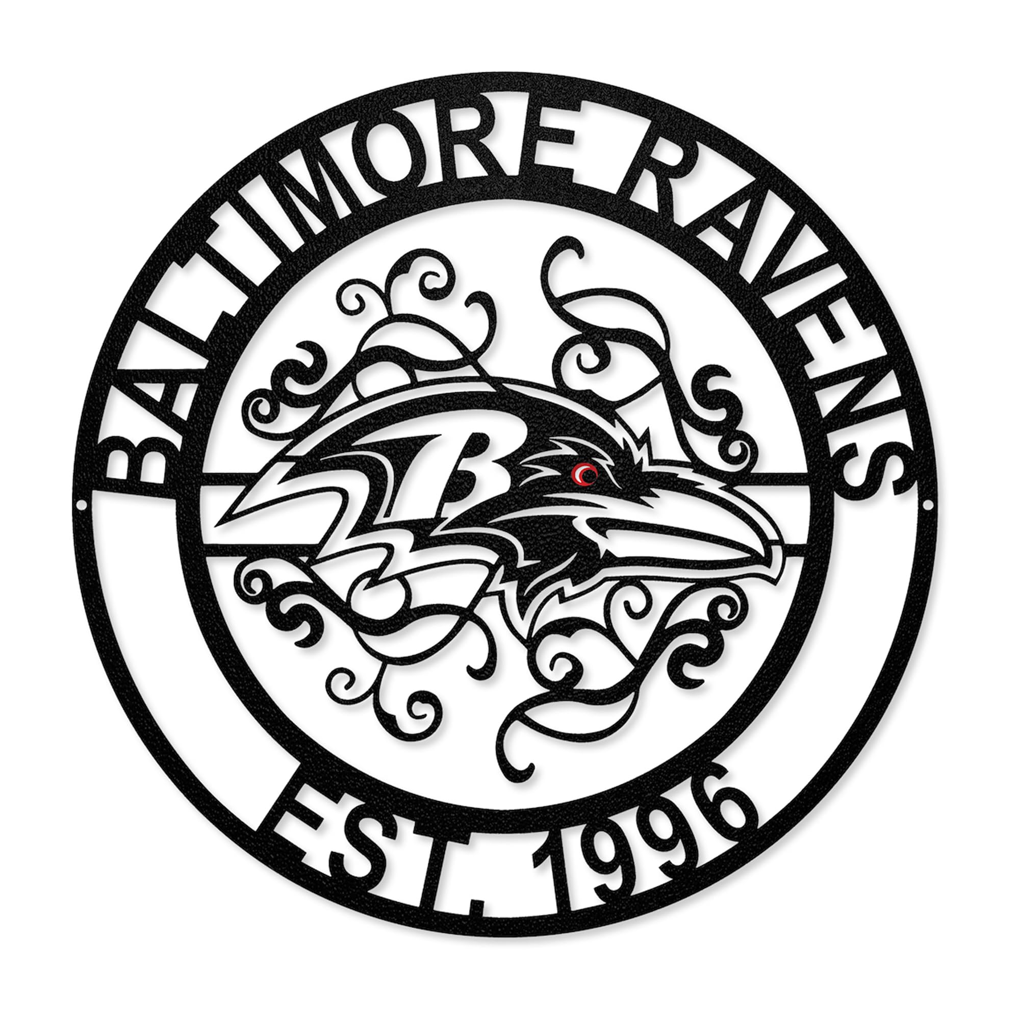 Party Animal NFL Laser Cut Metal Sign, 15-inch Round, Baltimore Ravens