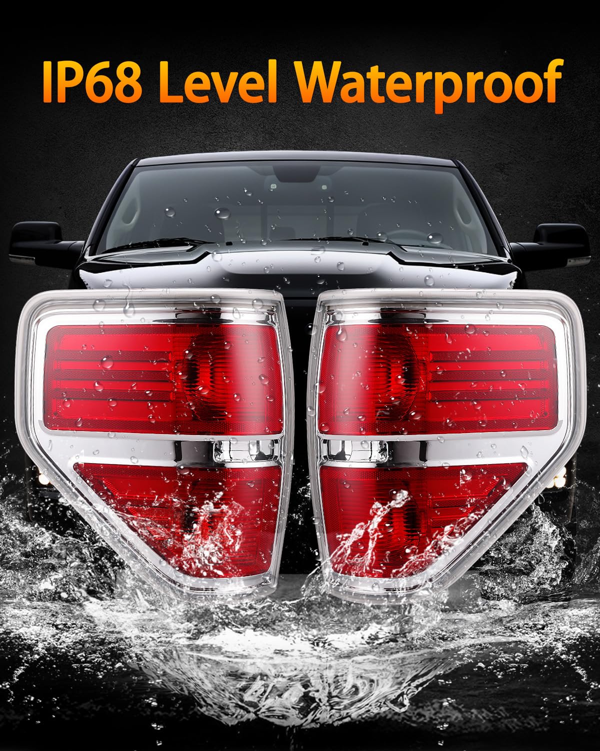 OKLPF Rear Brake Tail Lights Compatible With 2009 2010 2011 2012 2013 2014 Ford F150 F-150 Replace Silver — view 4