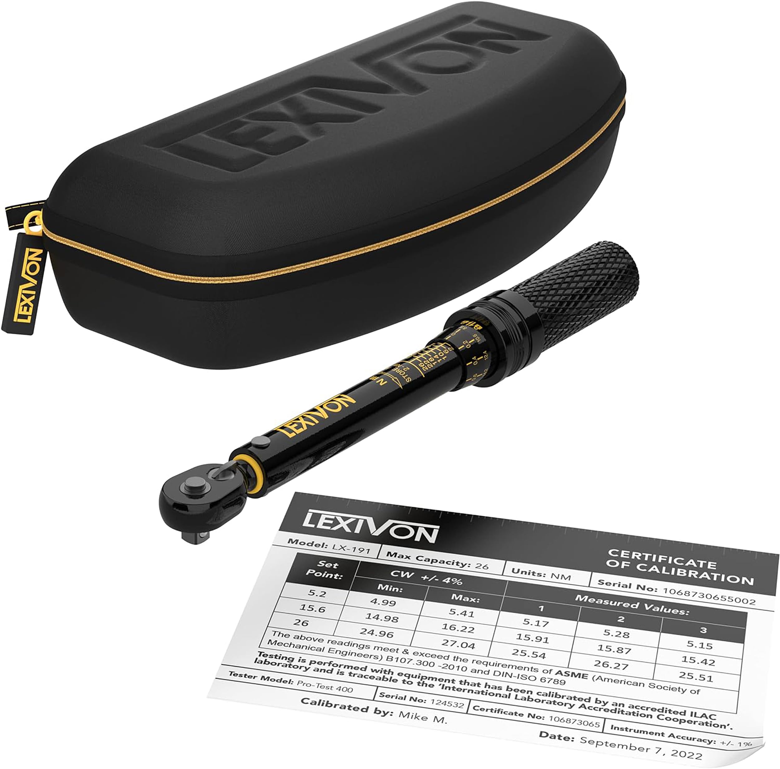 LEXIVON Chiave Dinamometrica Bici/Moto 1/4'' | 2~26 Nm, Set da 15 Pezzi di Punte Esagonali e Torx, Kit Chiavi Dinamometriche Professionali Portatile per Bicicletta, Mountain Bike Tools (LX-191)