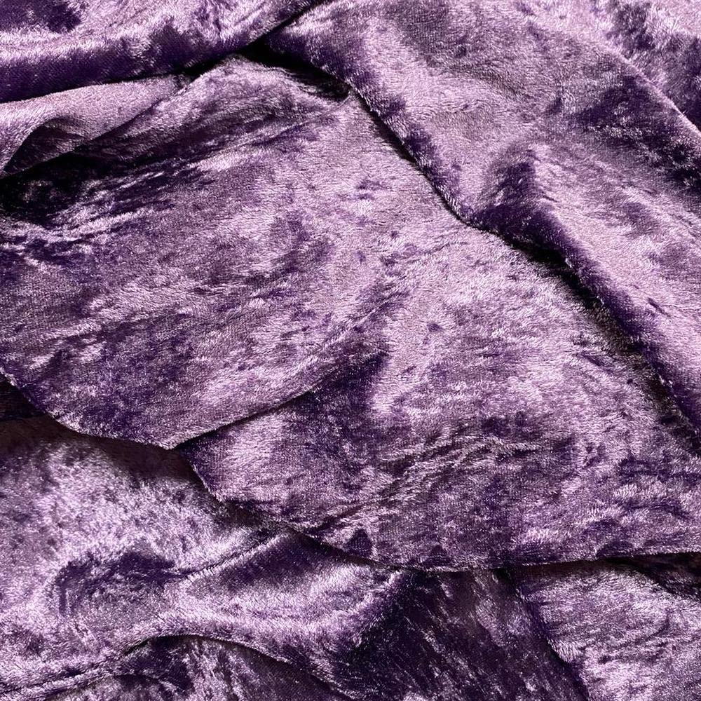 Crushed Velvet Fabric - Costumes Tablecloths Craft fairs Display Tables - 2.5m Lengths (Purple)