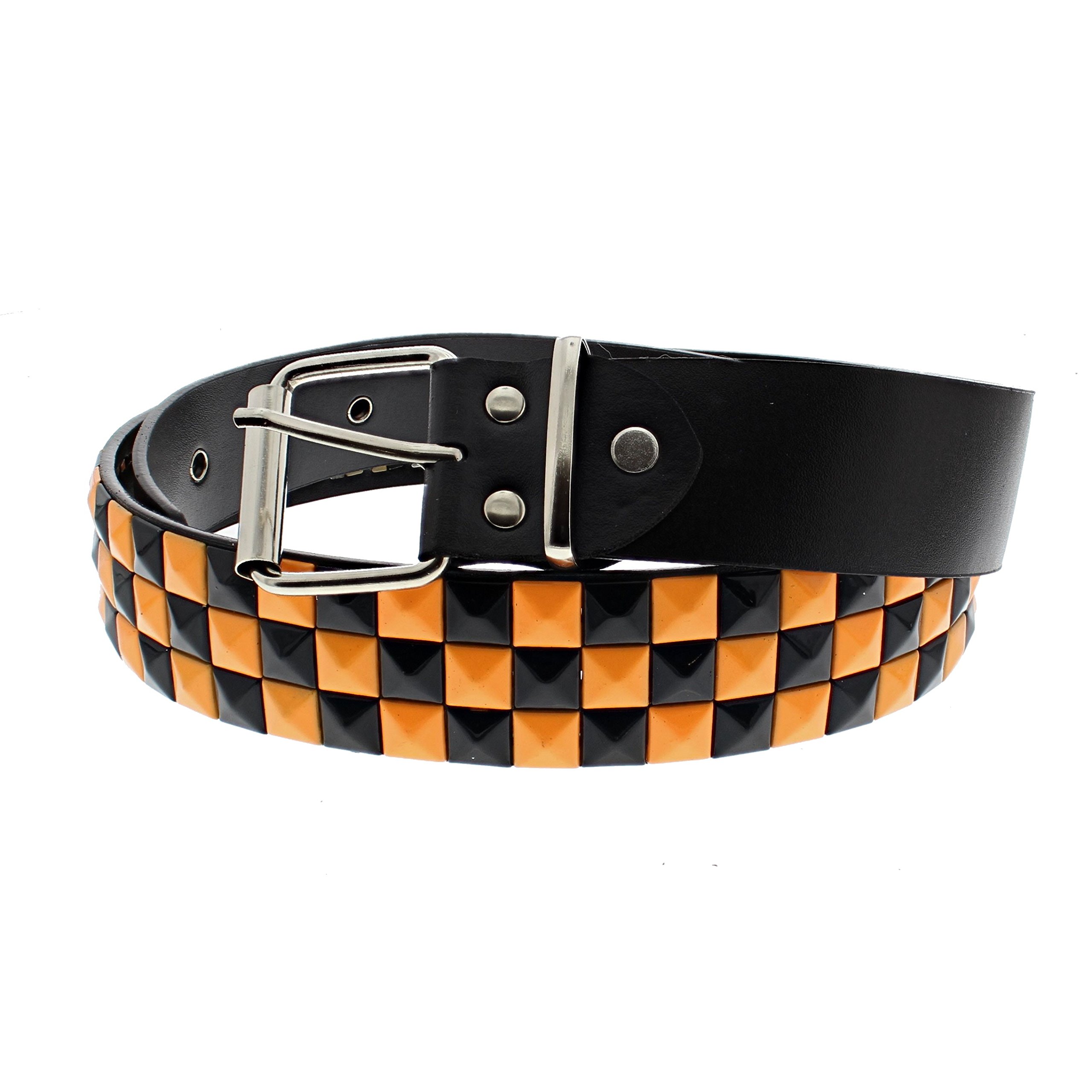 Zac's Alter Ego Bicolour Chessboard 3 Row Pyramid Studded Belt