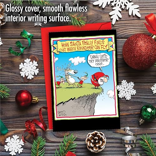 Miniatura 6 de NobleWorks - Tarjeta de notas de Navidad de dibujos animados con sobre (4.63 x 6.75 pulgadas) - Divertido cómic de broma, papelería para vacaciones