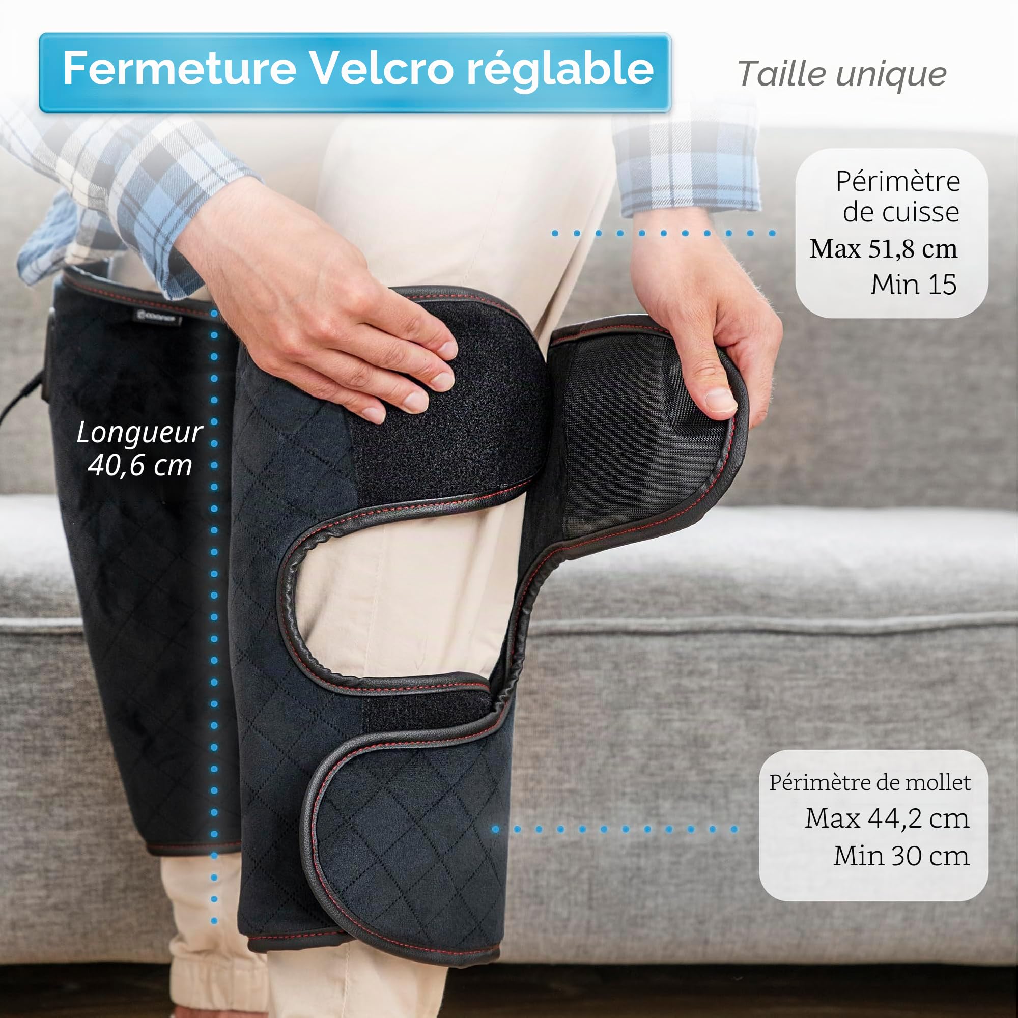 COMFIER Masseur de genou avec vibration thermique, Taille réglable Masseur de genou pour les crampes dues aux blessures du genou Soulagement des douleurs articulaires,Masseur de jambe,Cadeaux idéaux