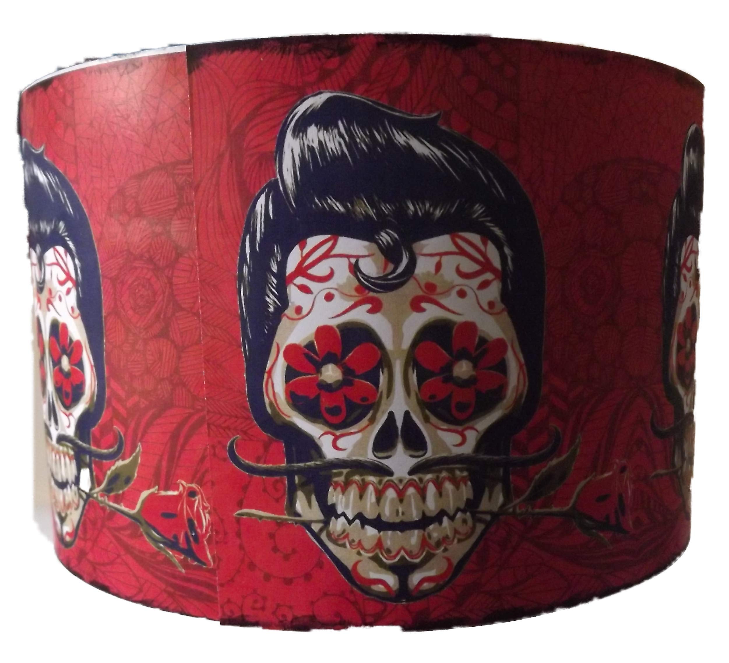 Mexican Day of the Dead Lampshade, Light shade red and blue,gothic