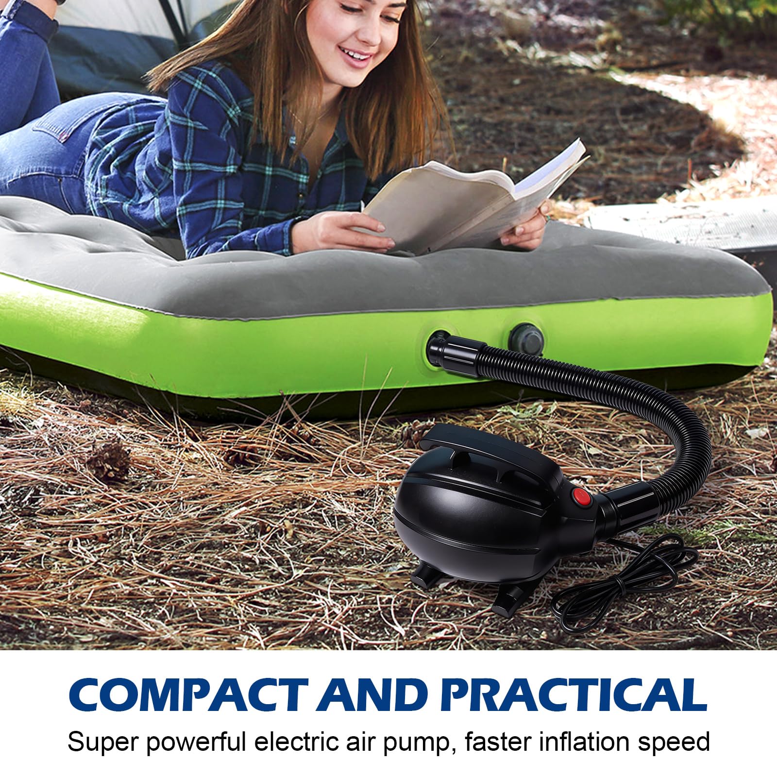 Pompe Électrique 600W, Gonfleur Matelas Gonflable avec 5 Embouts, Pompe Matelas Gonflable, Gonfleur Matelas pour Airtrack, Bateaux Gonflables, Bouées, Piscines et Lits d’Eau