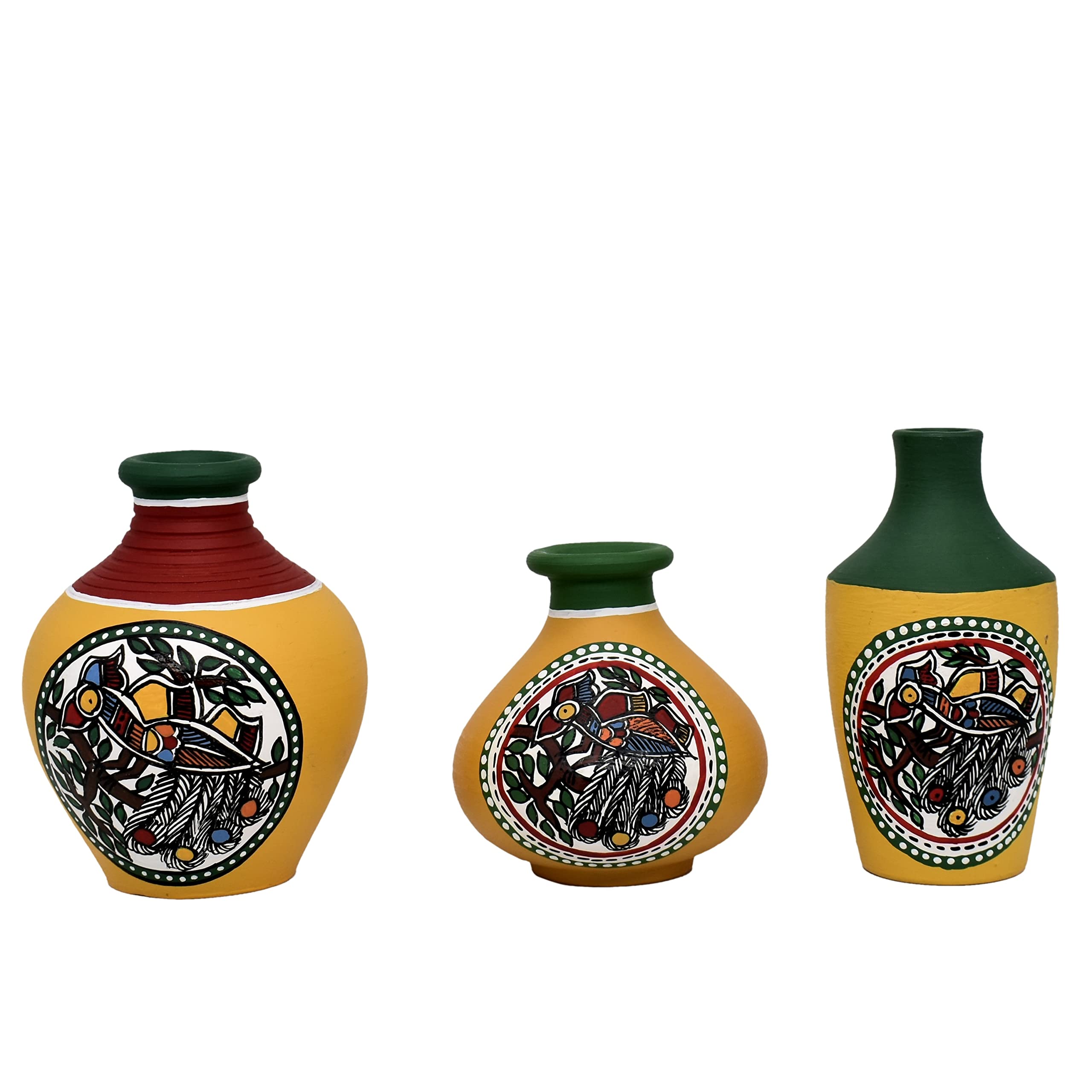 Vintage Warli Terracotta Pots - 3 Piece Combo -1 Vintage Warli Terracotta Pots - 3 Piece Combo -1