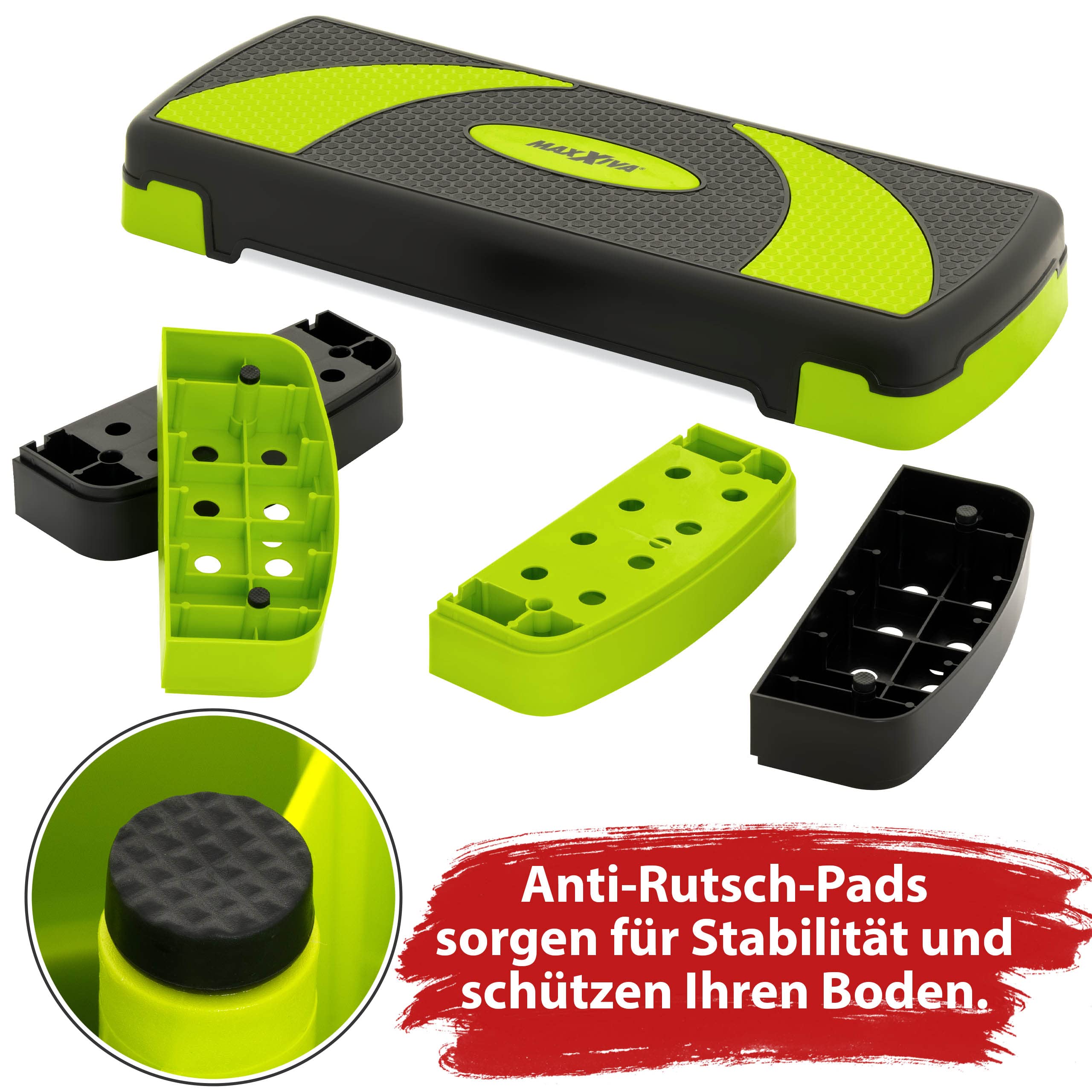 Stepper Aerobic-Fitness-Steppbrett 80 x 30,5 cm (ohne Matte!)// 67 x 27 x 10/15/20 cm (mit Matte!) höhenverstellbar Hometrainer Fitnesstraining Workout