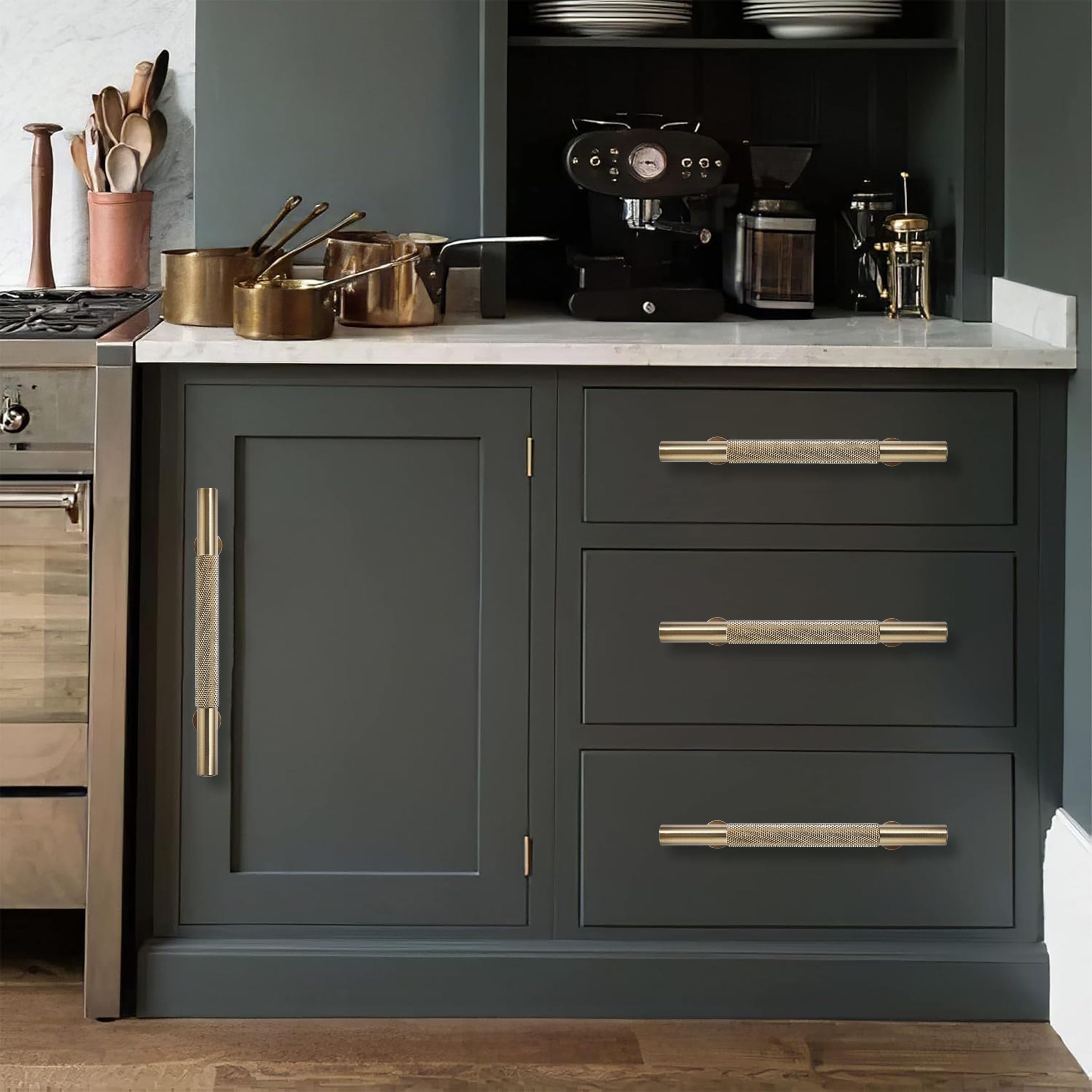 Khtumeware 5-Pack Polished Brass Heavy-Duty Solid Cabinet Pulls