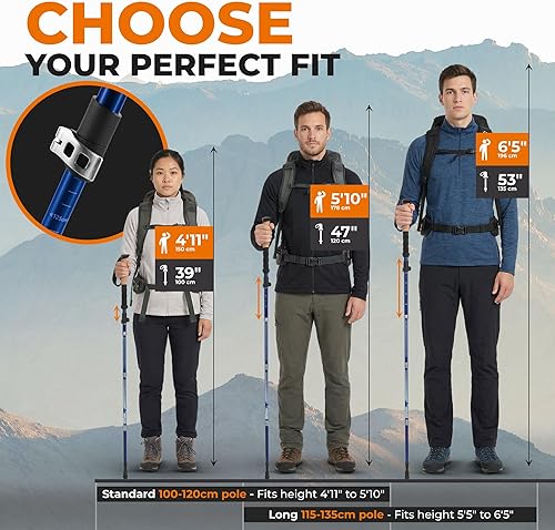 Miniatura 5 de Trekology Trek-Z - Bastones de senderismo y trekking plegables - Soporte de equilibrio para personas mayores, mujeres y hombres, 2 unidades por set