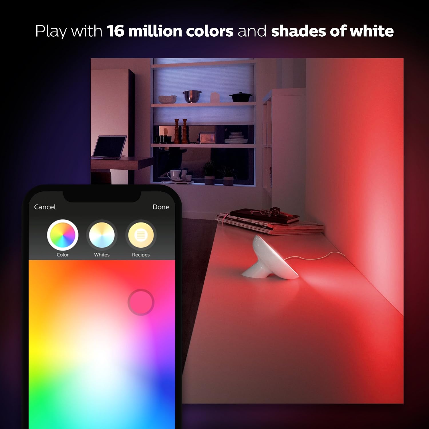 Philips Hue Bloom Dimmable LED Smart Table Lamp (Requires Hue Hub, Works with Amazon Alexa, Apple HomeKit and Google Assistant), White and Lavendar