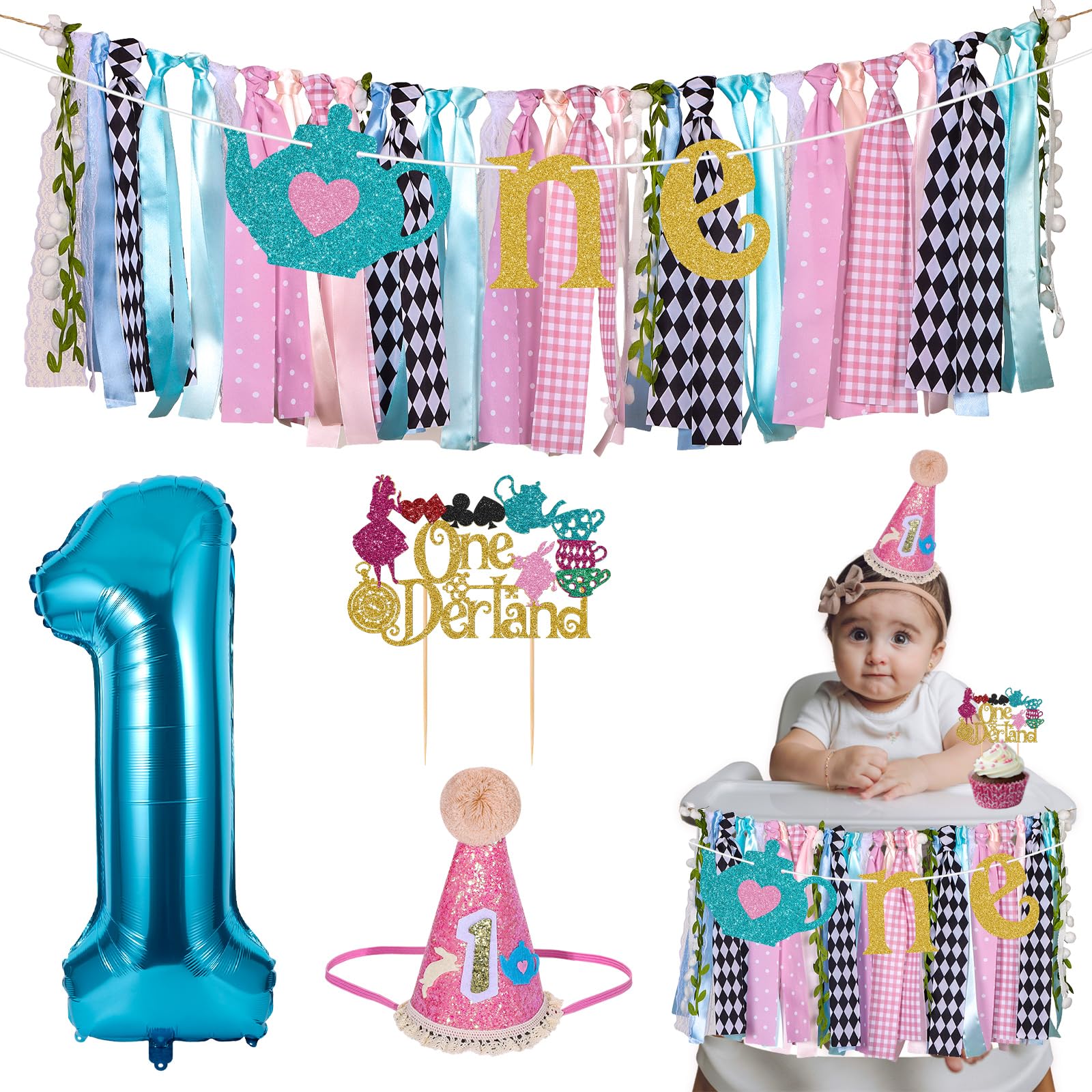 Welcome to Onederland Highchair Banner for First Birthday Party Decorations