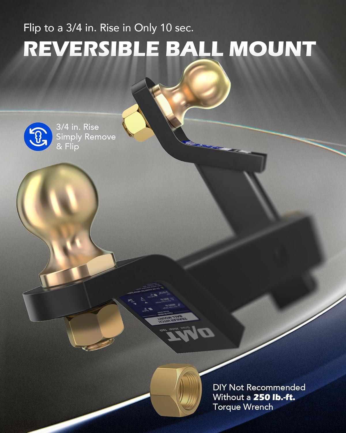 Orion Motor Tech Trailer Hitch Ball Mount, for 2" Receiver with 2-5/16" Ball 2" Drop 8000 lb. Towing Capacity, Heavy-Duty Tow Hitch Reversible Ball Hitch for Truck Boat RV Cargo with Hitch Pin & Clip