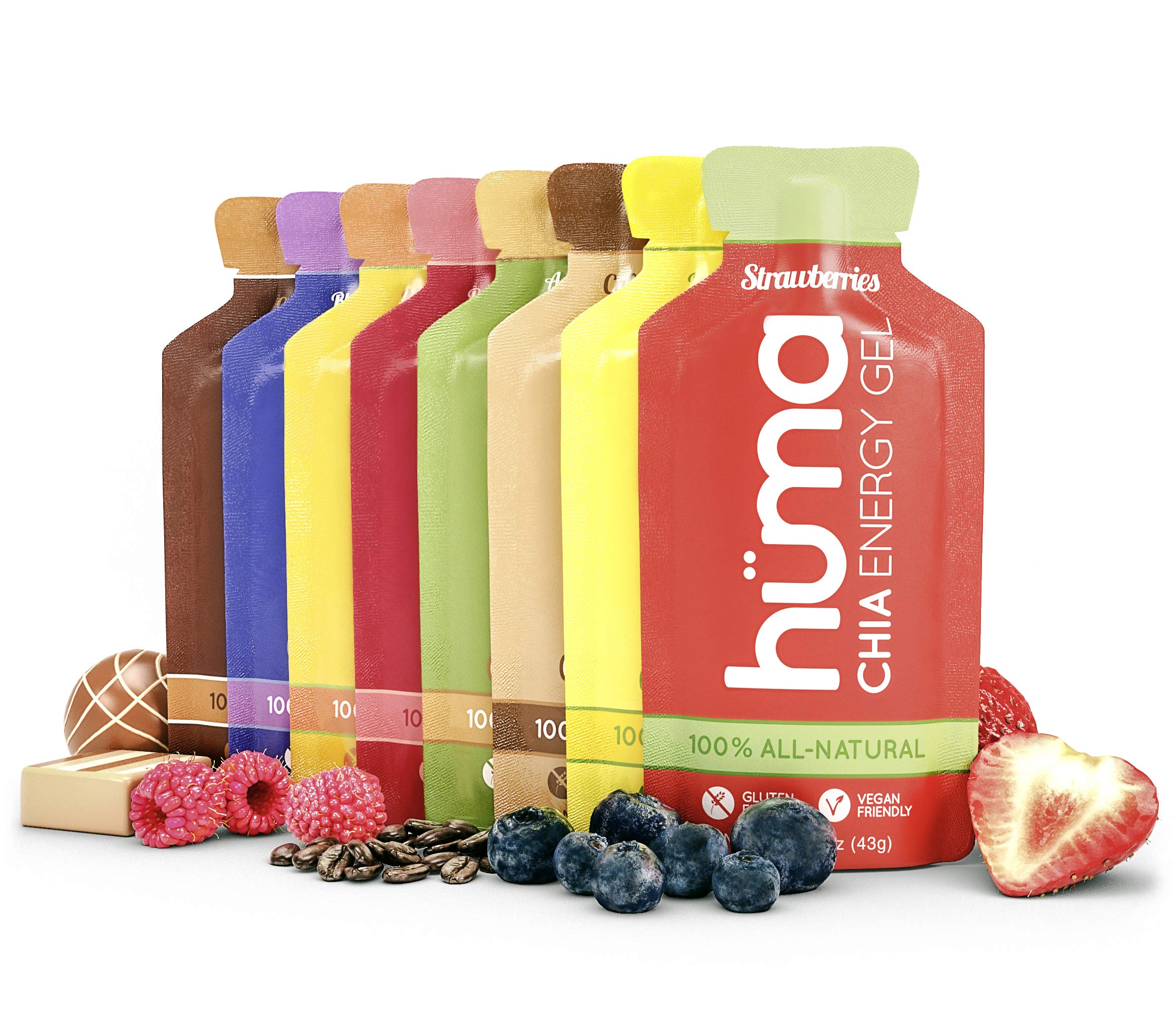 Huma Chia Energy Gel- Premier Sports Nutrition for Endurance Exercise (Variety, 24 Packets)