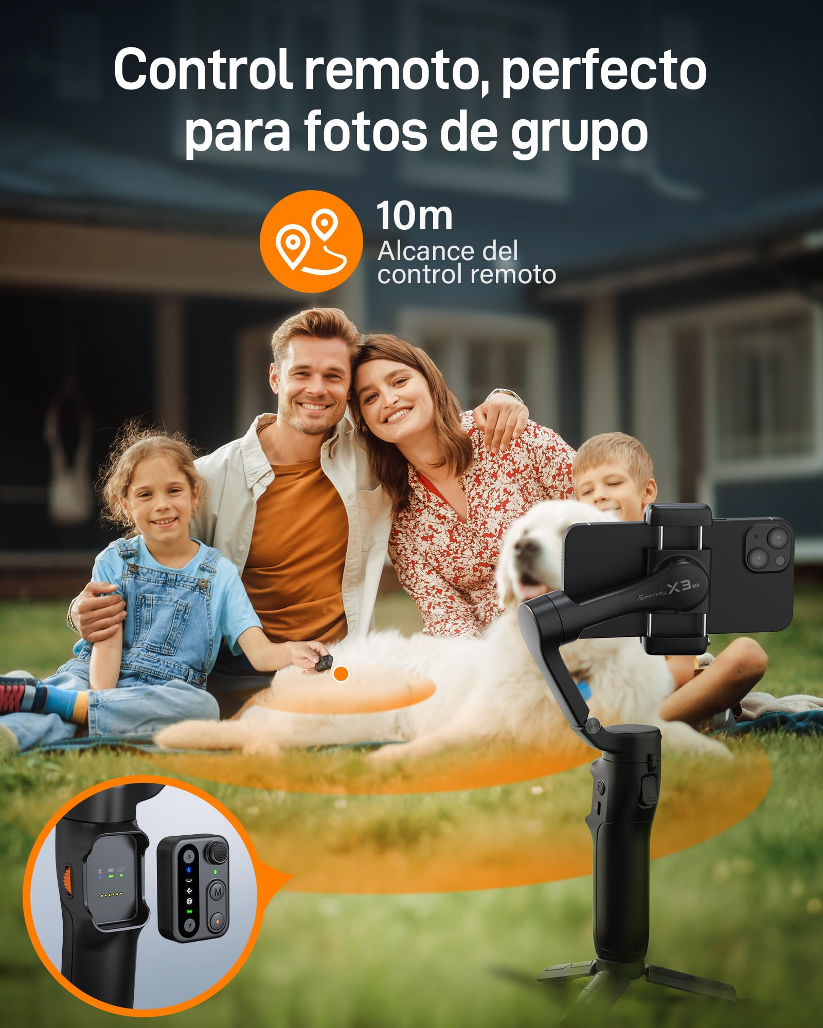 hohem Estabilizador de Movil iSteady X3 SE, Estabilizador de cardán 3 Ejes, diseño Ligero y Plegable con Control Remoto Desmontable, Batería de 11 Horas, Gimbal para Vlogs, Selfies y Viajes