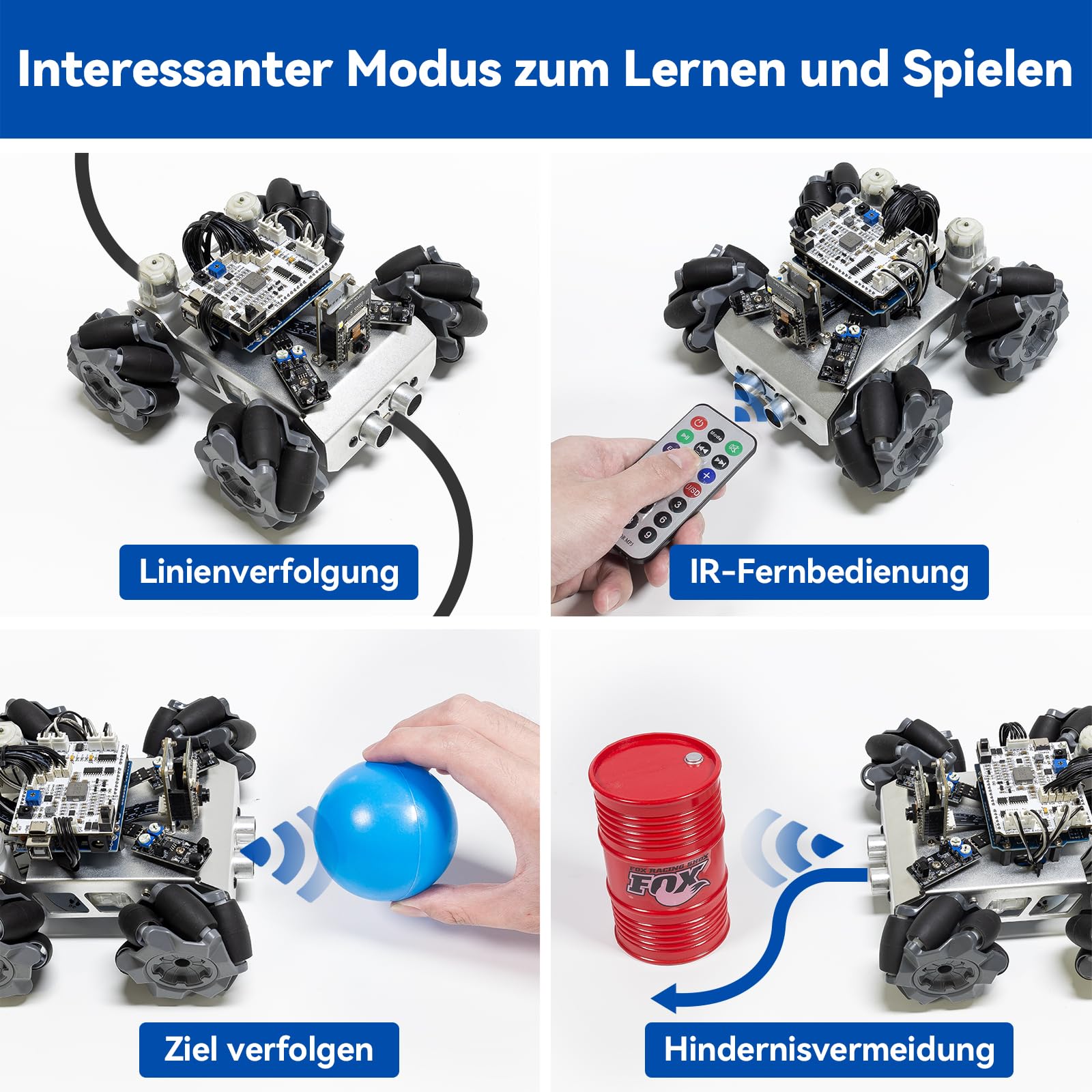 SUNFOUNDER Smart Robot Car Kit Kompatibel mit Arduino UNO R3, 4WD Omnidirektionale Bewegung, FPV, ESP32 CAM, APP Romote Control etc, Educational Robot Kit für Erwachsene