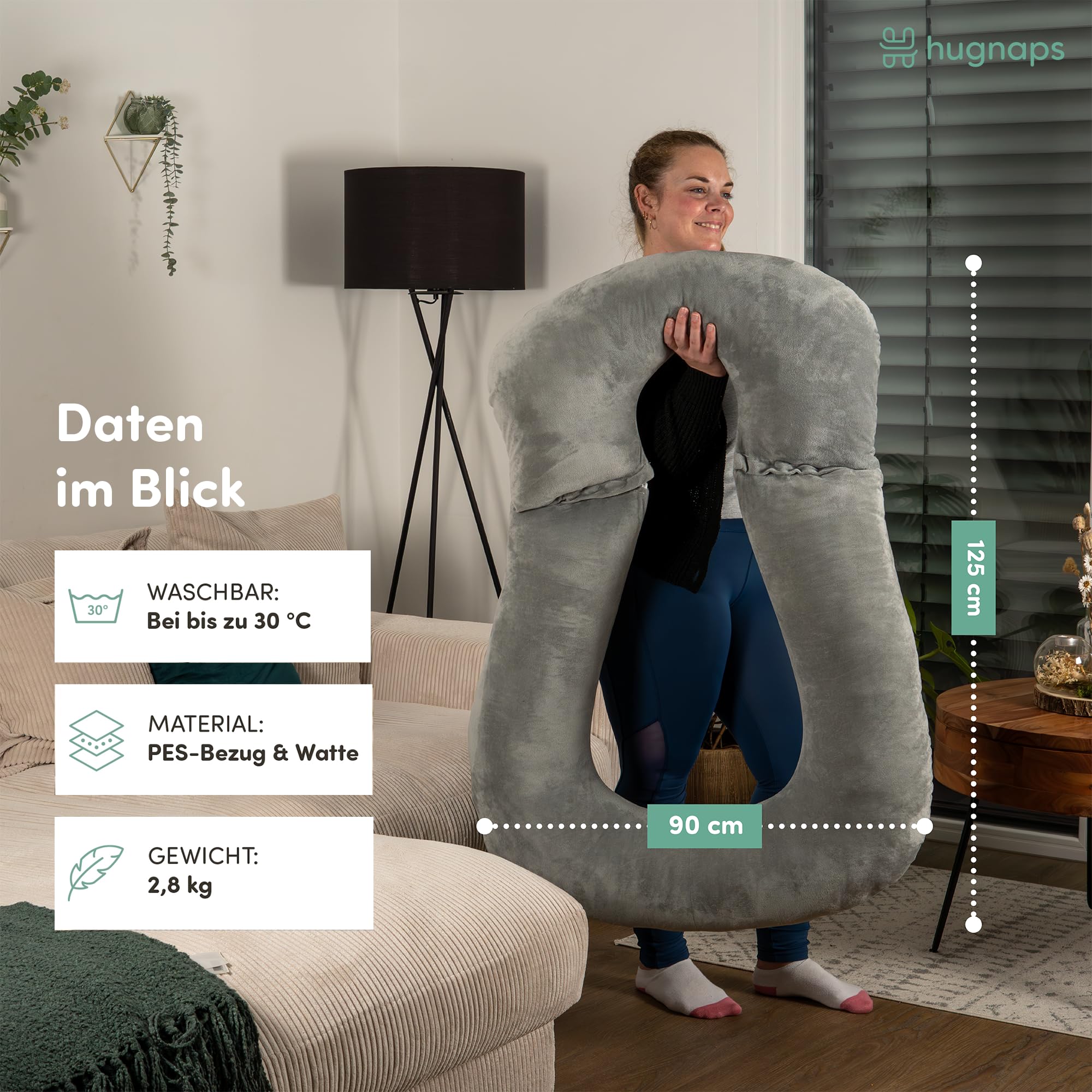 Lesekissen für Bett und Sofa - Rückenkissen - Komfortkissen Erwachsene - Reading Pillow - Zweiteilig, Flexibel einsetzbar zum Lesen, Entspannen oder als Schlafkissen (Grau)