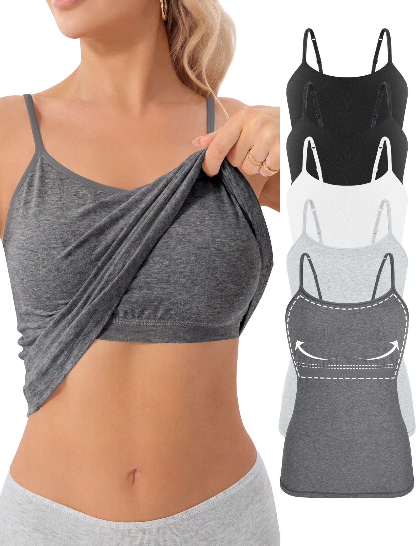 5 Pack Cotton Shelf Bra Cami