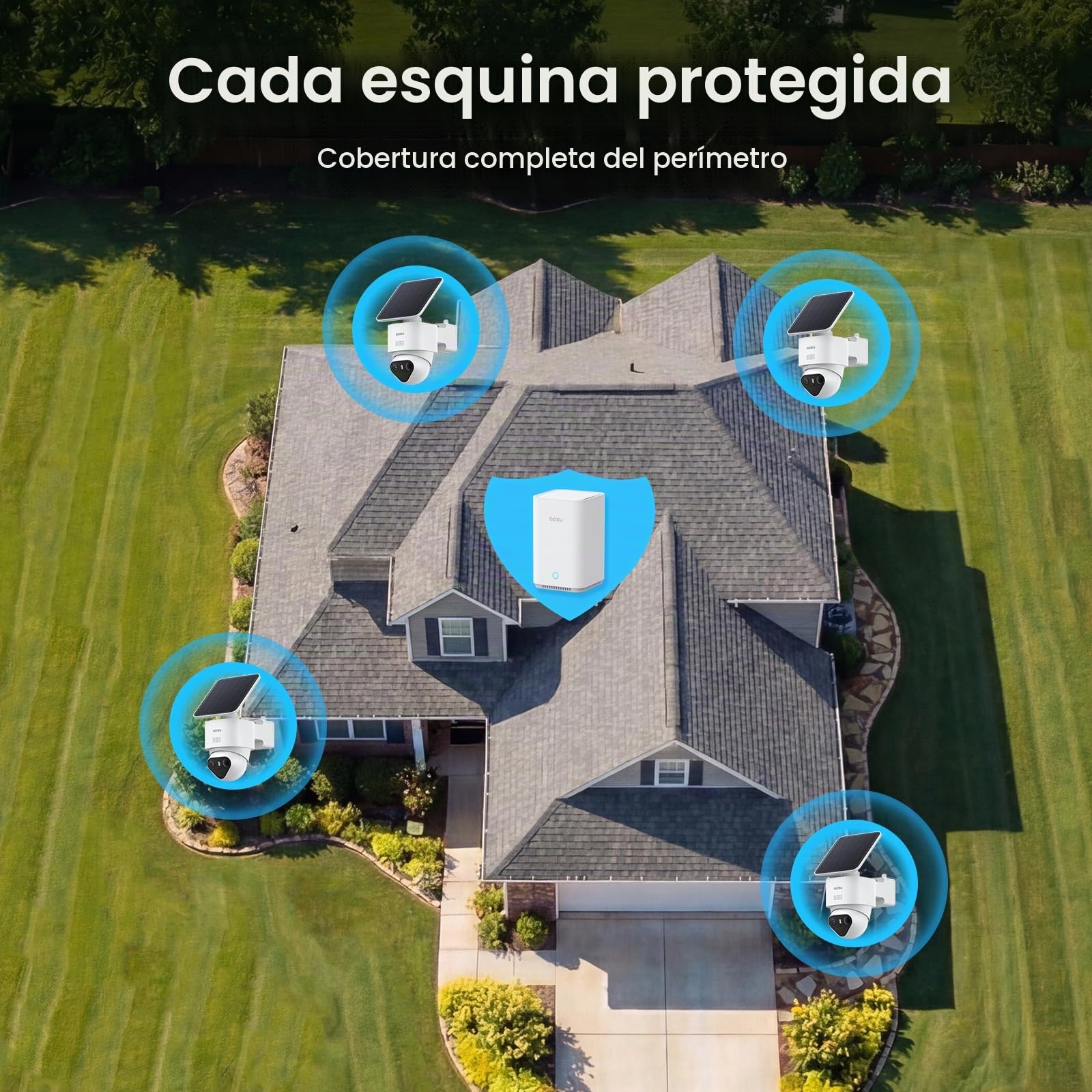 aosuT2 Ultra 4K Camara de Vigilancia Solar Exterior, 4 Cámaras Truecolour