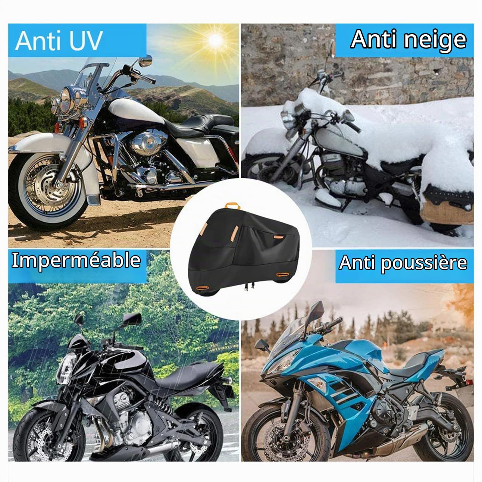 Housse de Moto pour Piaggio MP3 500, Oxford Tissu Imperméable Protection Solaire Anti-Poussière Antidéchirure Housse de Moteur, Intérieur Ourdoor Protection Accesorios