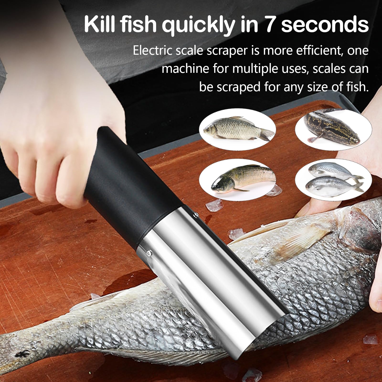éCailleur à Poisson,125w 3000mah éCailleur à Poisson éLectrique Nettoyeur D'éCailleurs à Poisson éTanche Acier Inoxydable Avec Housse Protection éCailleur Pour Poissonneries Restaurants Cuisines