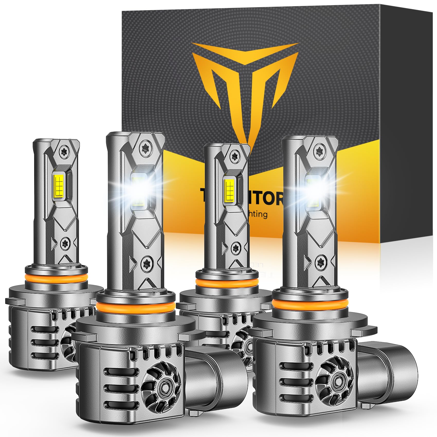 FORENNER 9005 9006 Light Bulbs Combo 155000LM 1500% Ultra Brightness, 6500K White 22000RPM Turbo Cooling Fan 75000+ Hrs Lifespan, True 1:1 Original Size Plug &amp; Play HB3 HB4 Bulb Shift Light, Pack of 4