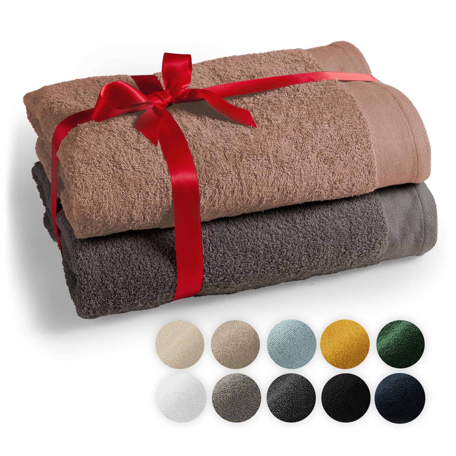 Blumtal Premium 2-TLG. Saunatuch Set 80x200cm - Saunahandtuch Oeko-TEX Zertifiziert, 100% Baumwolle, Frottier XXL- Saunatücher, Extra Weich und Saugstark, Anthrazit - Dusty Pink