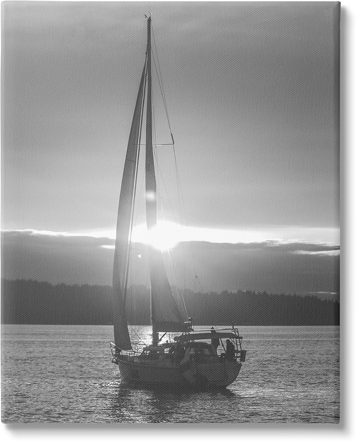 Stupell Industries Grey Sailboat Seascape Canvas Wall Art by Lil' Rue