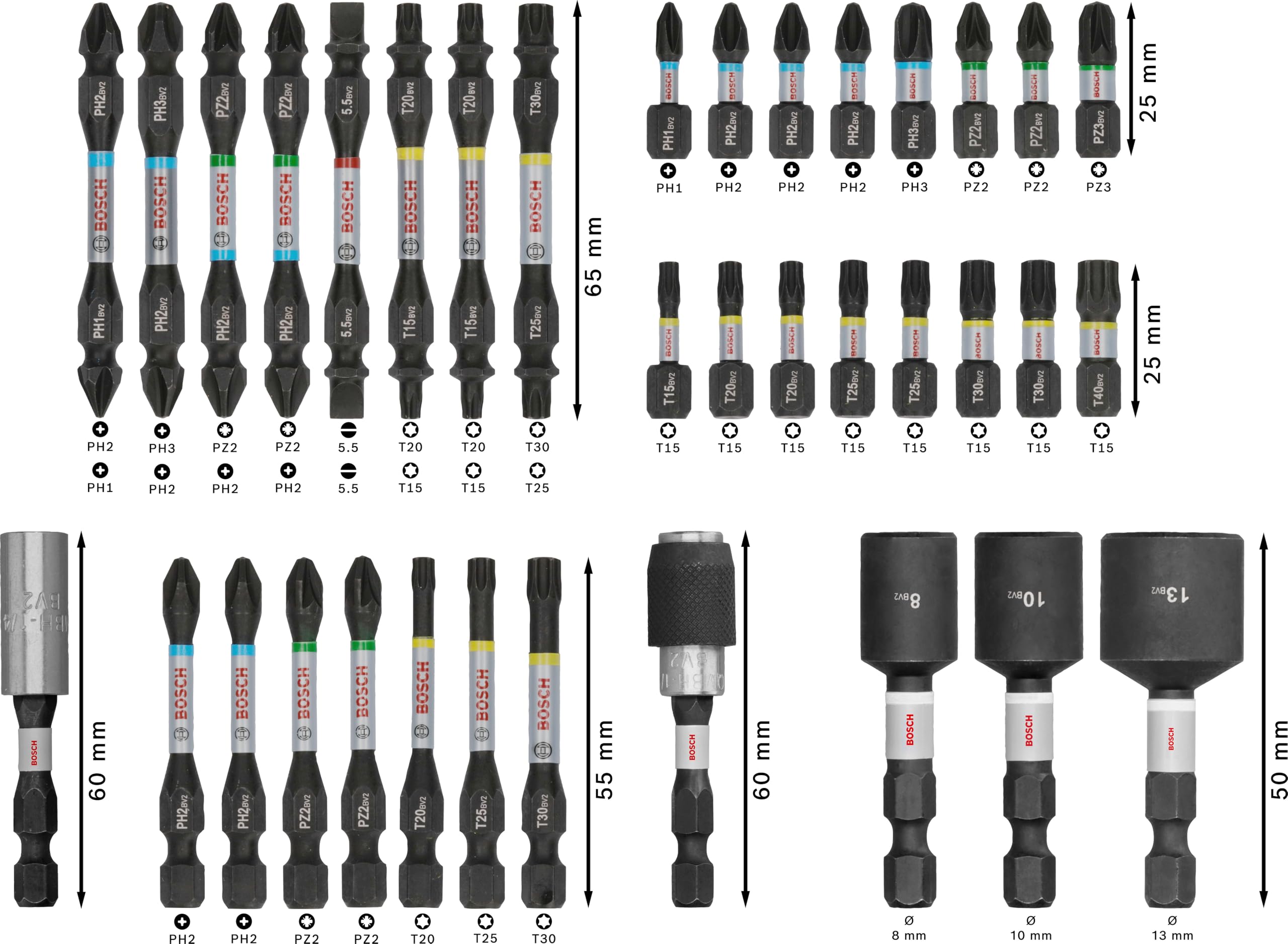Bosch 36 x PRO Impact Set, 36-częściowy (200 x 107 mm, profesjonalne akcesoria śrubokręt, śrubokręt)