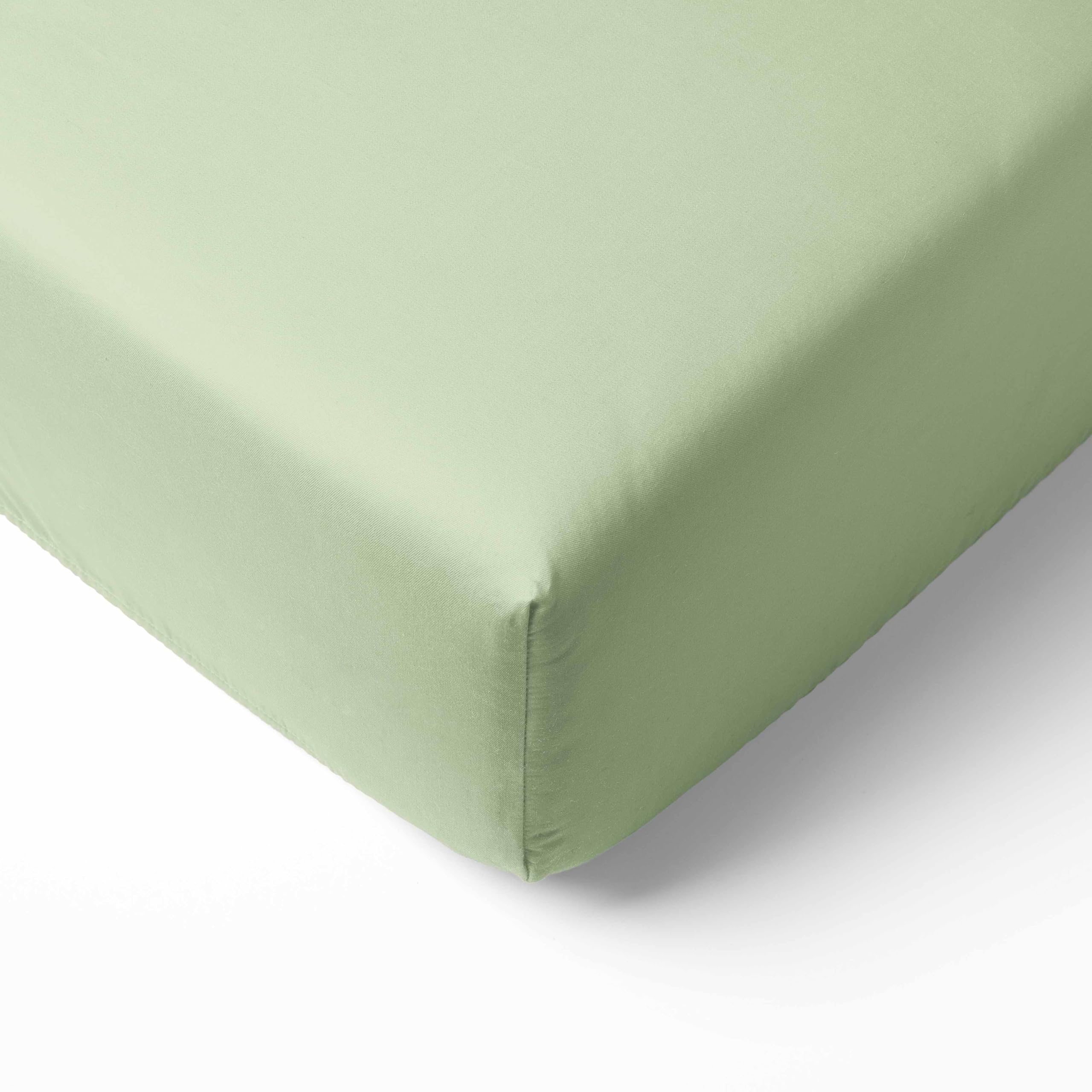 Bacati - ONE Solid Neutral 100% Cotton Percale Universal Baby US Standard Crib or Toddler Bed Fitted Sheet (Lime)