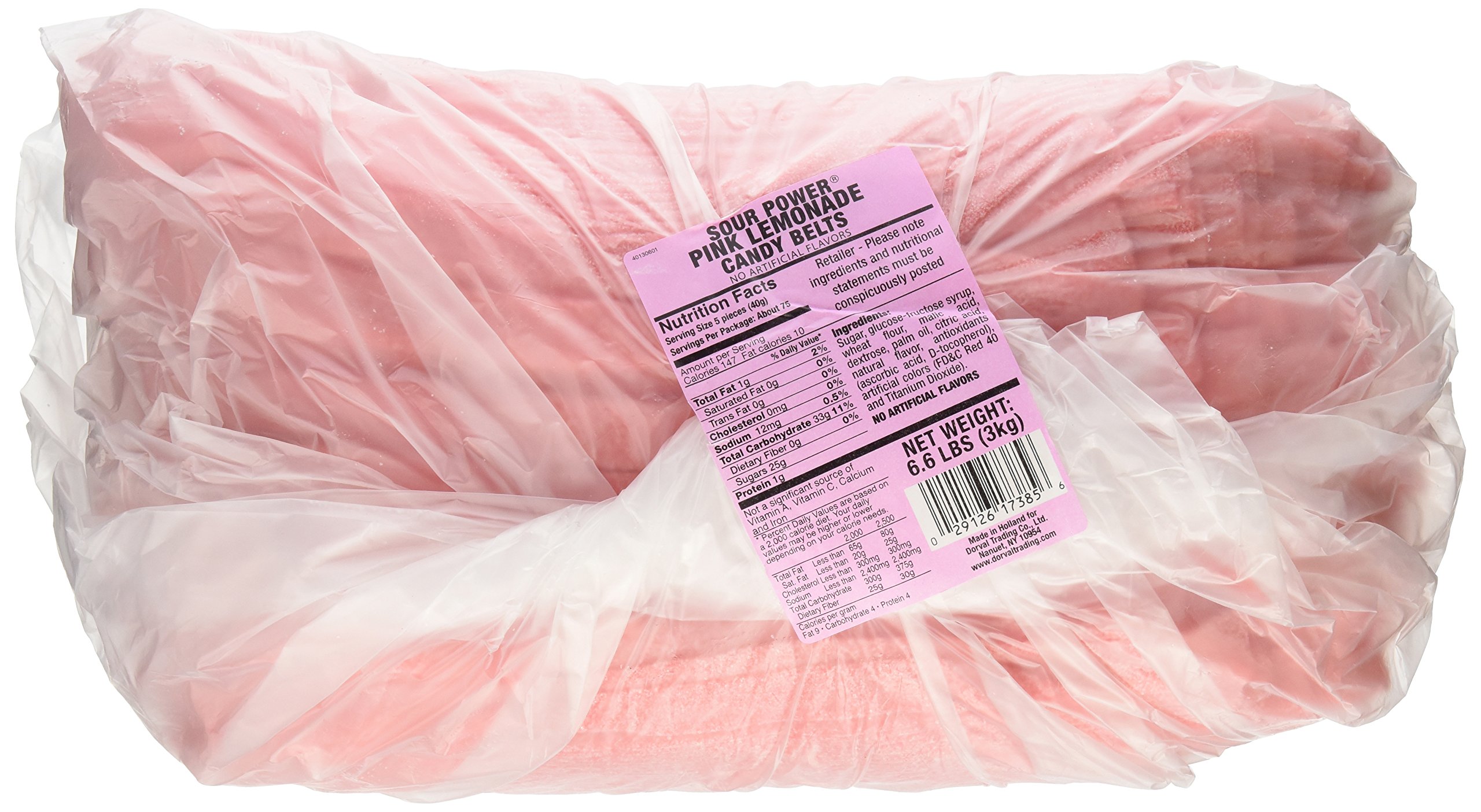 Sour Power Premium Candy Belts, Pink Lemonade, 6.6 lb