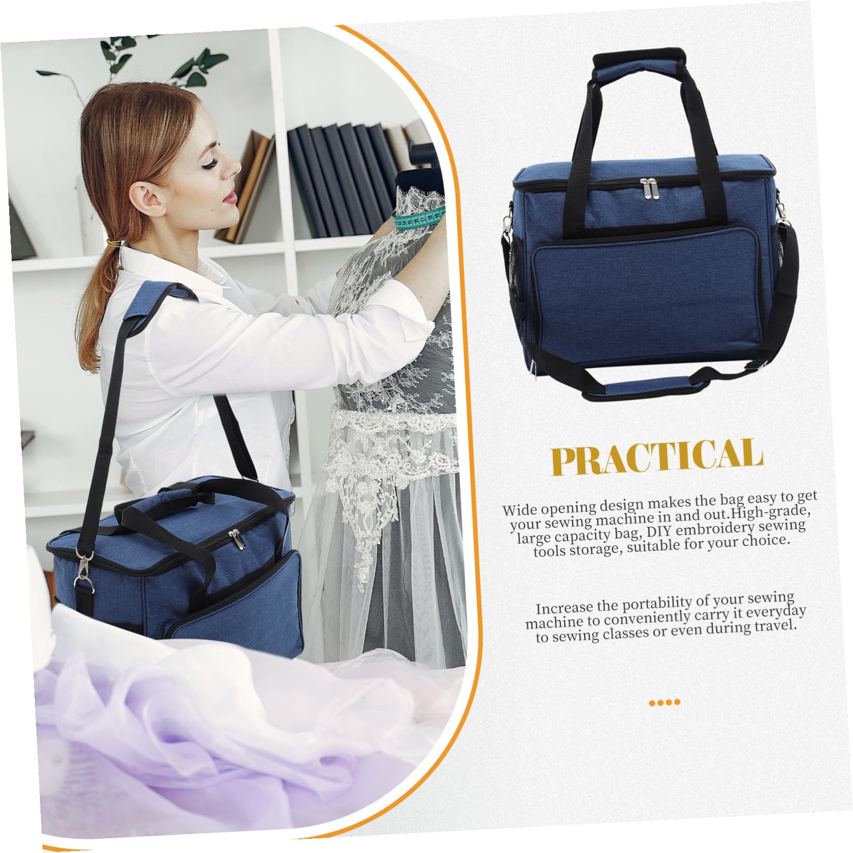 ORFOFE Sac de Rangement Résistant pour Machine à Coudre Tissu Oxford Pochette Multifonction avec Compartiments Multiples Portable et Ergonomique Bleu