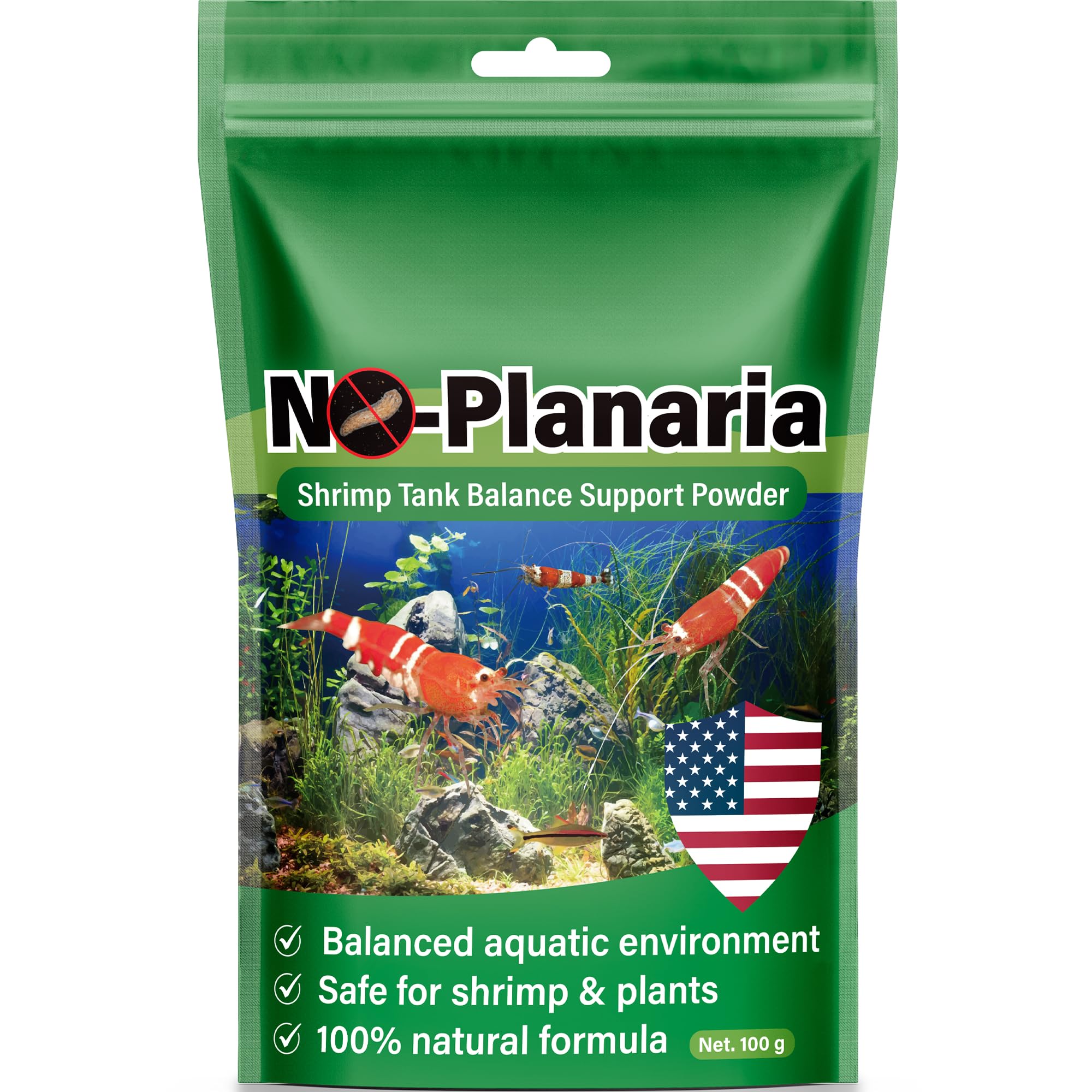 No Planaria & Hydra Trap, poudre d'équilibre pour aquarium, soutien 100 % naturel pour les problèmes causés par les intrus à corps plat, favorise une croissance saine et la reproduction des crevettes