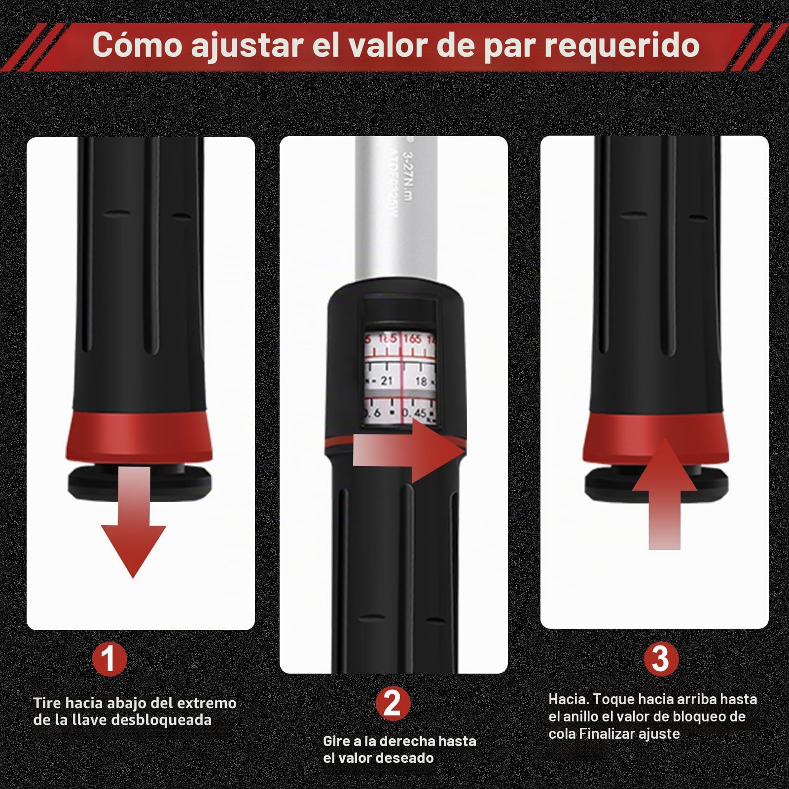 ATsafepro Llave dinamométrica premium de 1/4 pulgadas, estilo ventana, llave dinamométrica 3-27 Nm con doble dirección ajustable, llave dinamométrica de bicicleta ajuste de par en el mango