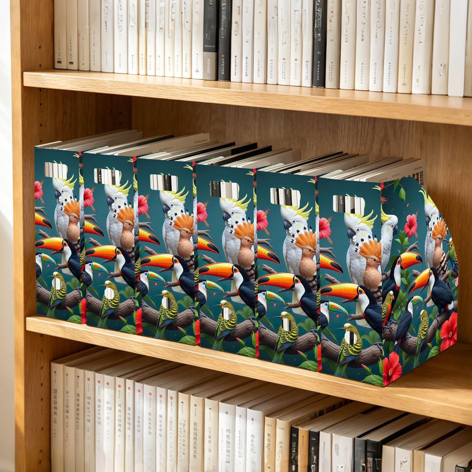 Organizer verticale per file con uccelli tropicali
