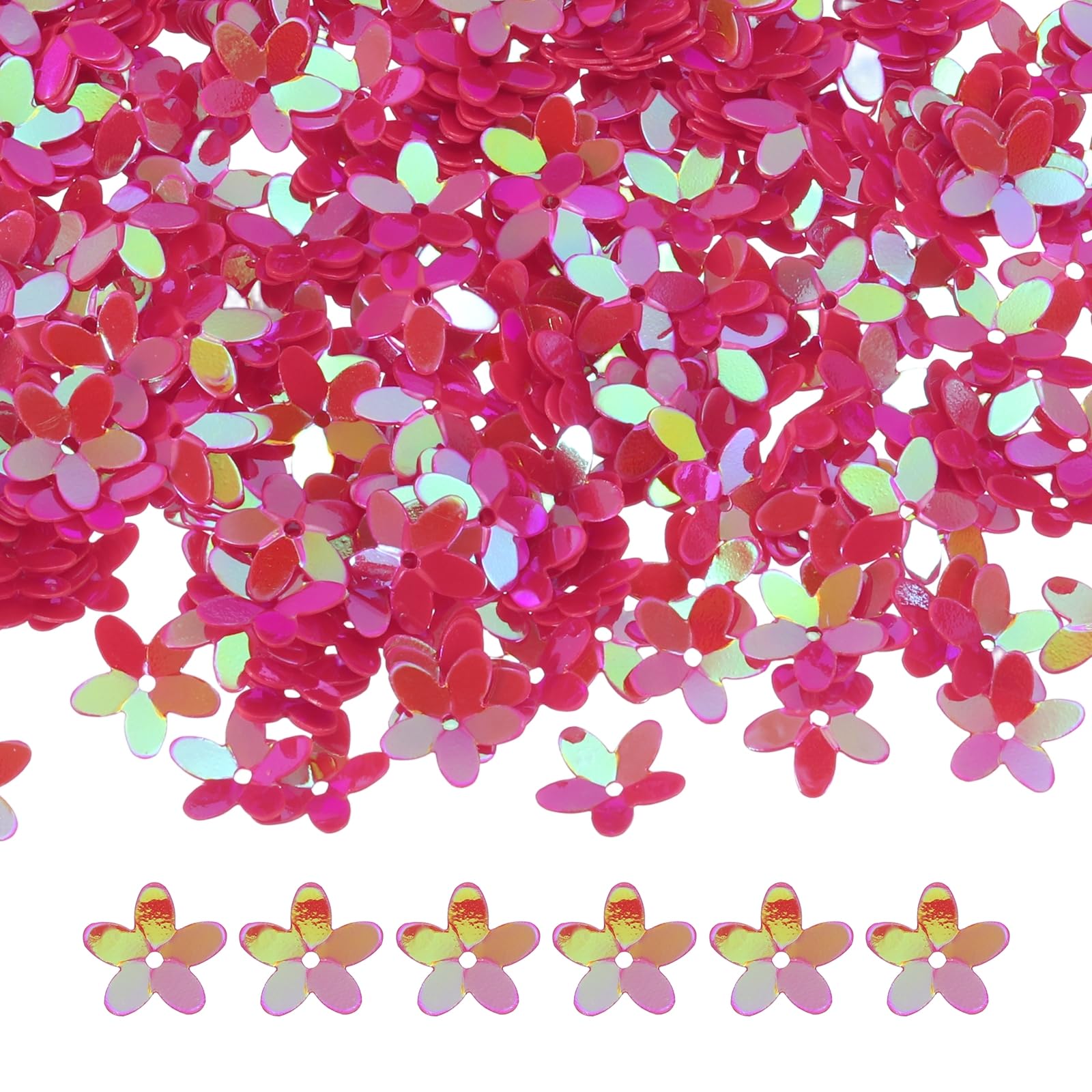 sourcing map 50 Gram Flower Loose Sequins 10mm Purple Red — image 1