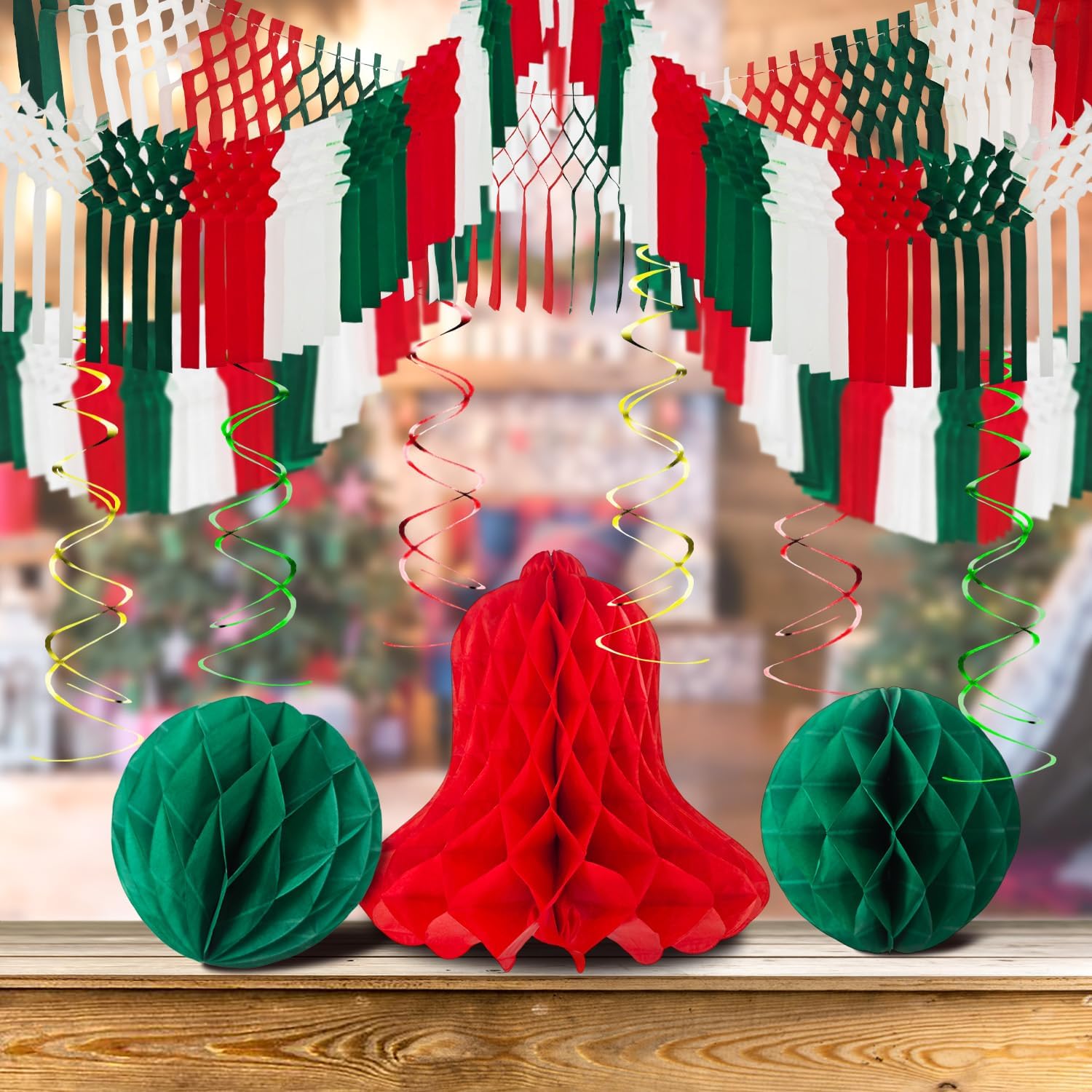 YBwanli 14 pieces paper vintage christmas ceiling decorations