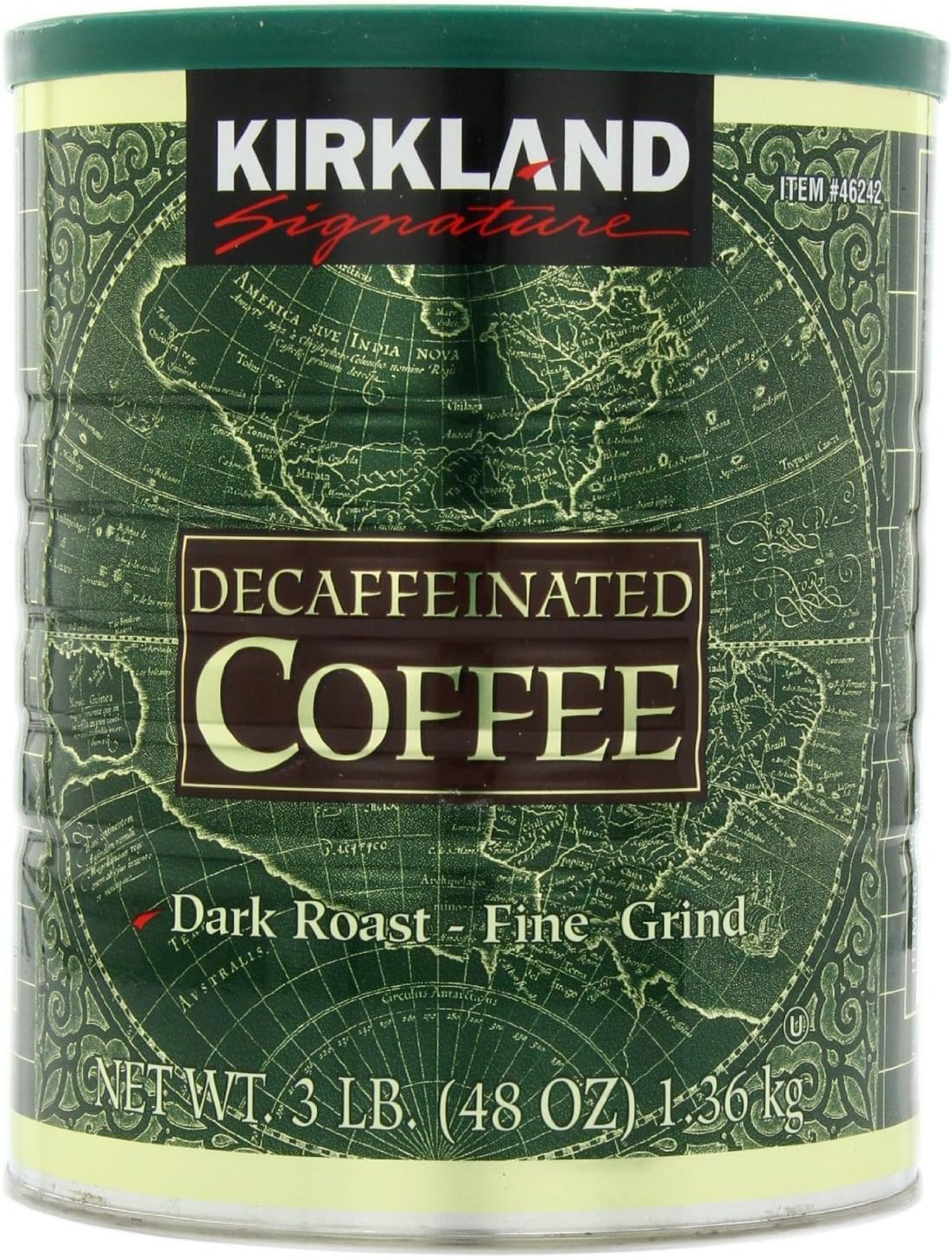 Kirkland Signature 100% Colombian Dark Roast Decaffeinated Ground Coffee - 1.36kg